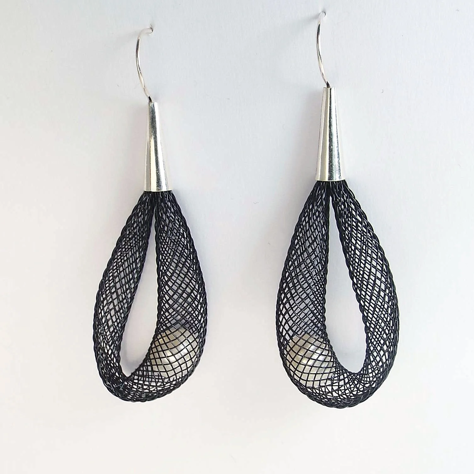 Pearls in Net Earrings
