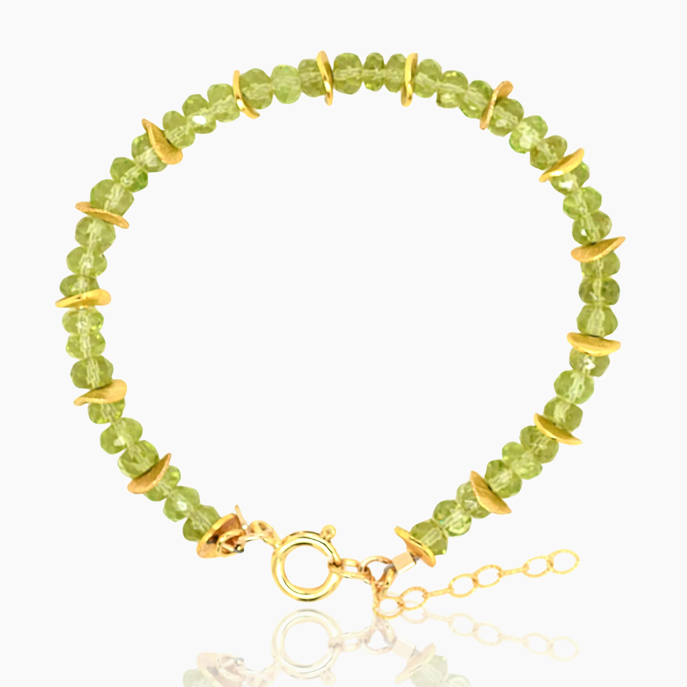 Peridot Faceted Rondel Gold Bracelet