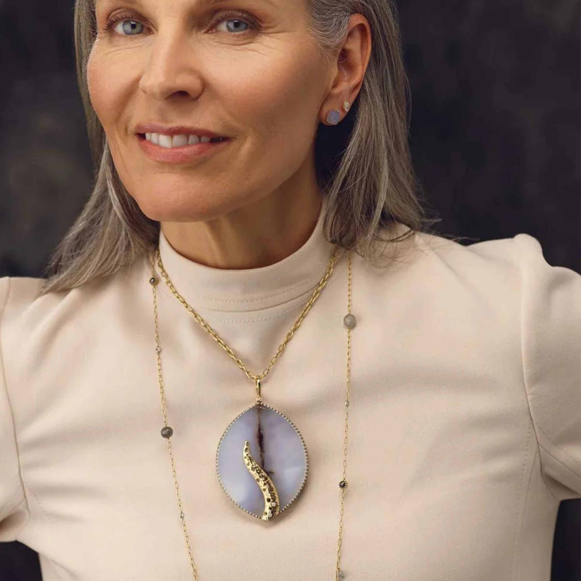 Persistence Leaf Chalcedony Necklace - Image 2