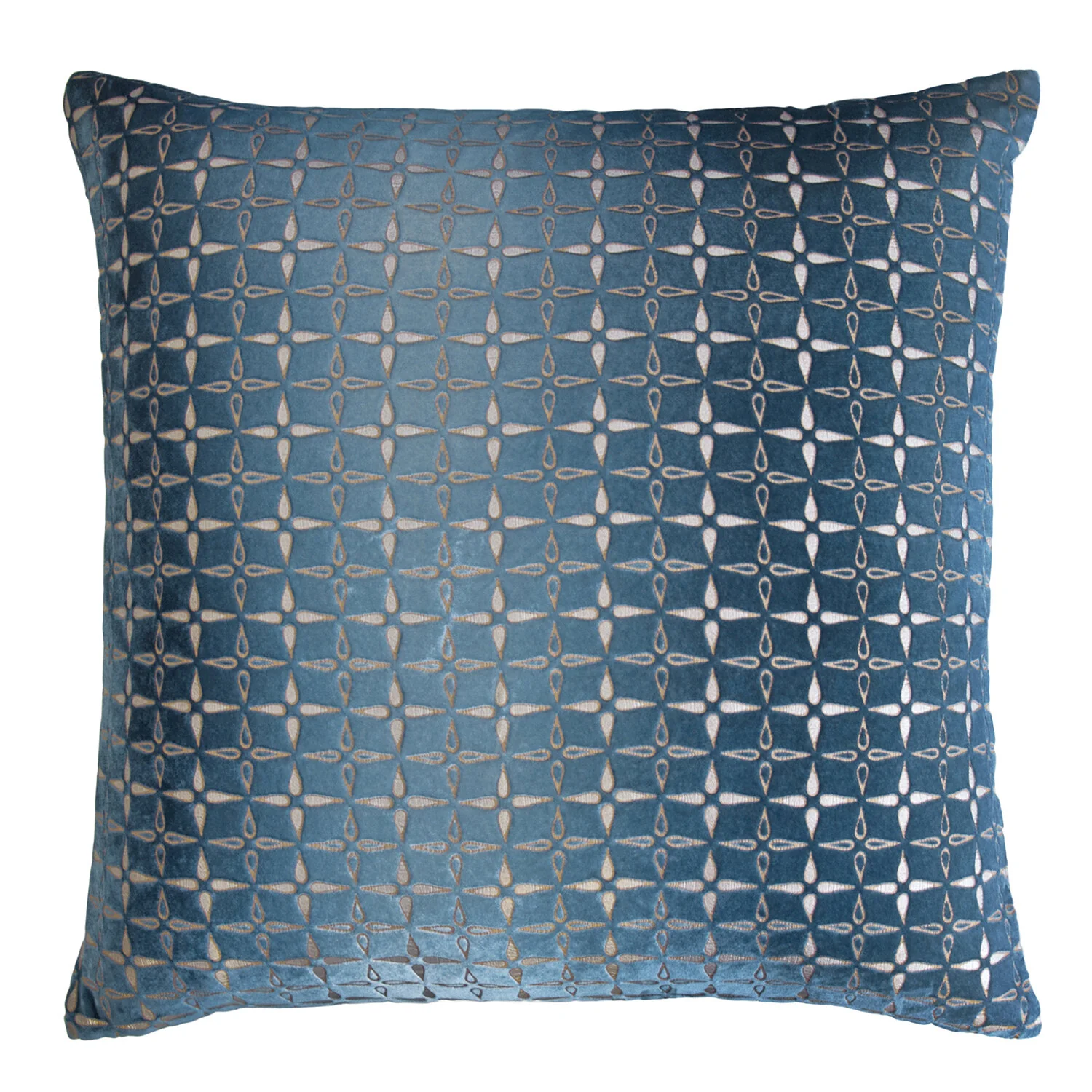Petal Metal Velvet Pillow - Denim - Image 2
