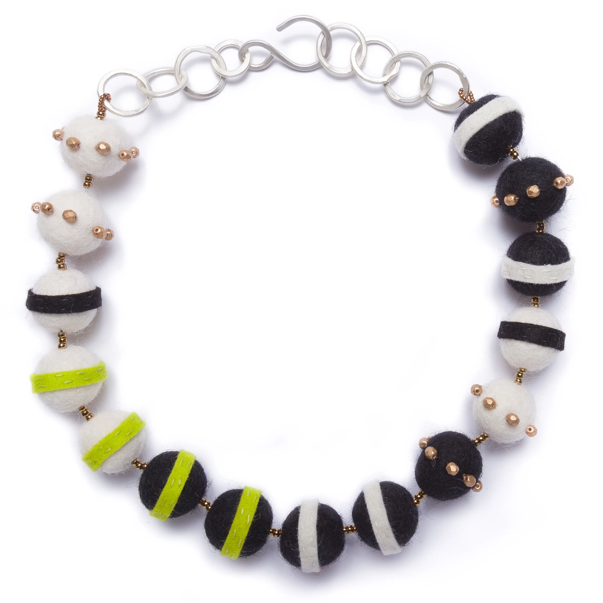 Petite Felt-Stripe Necklace - Pop of Chartreuse