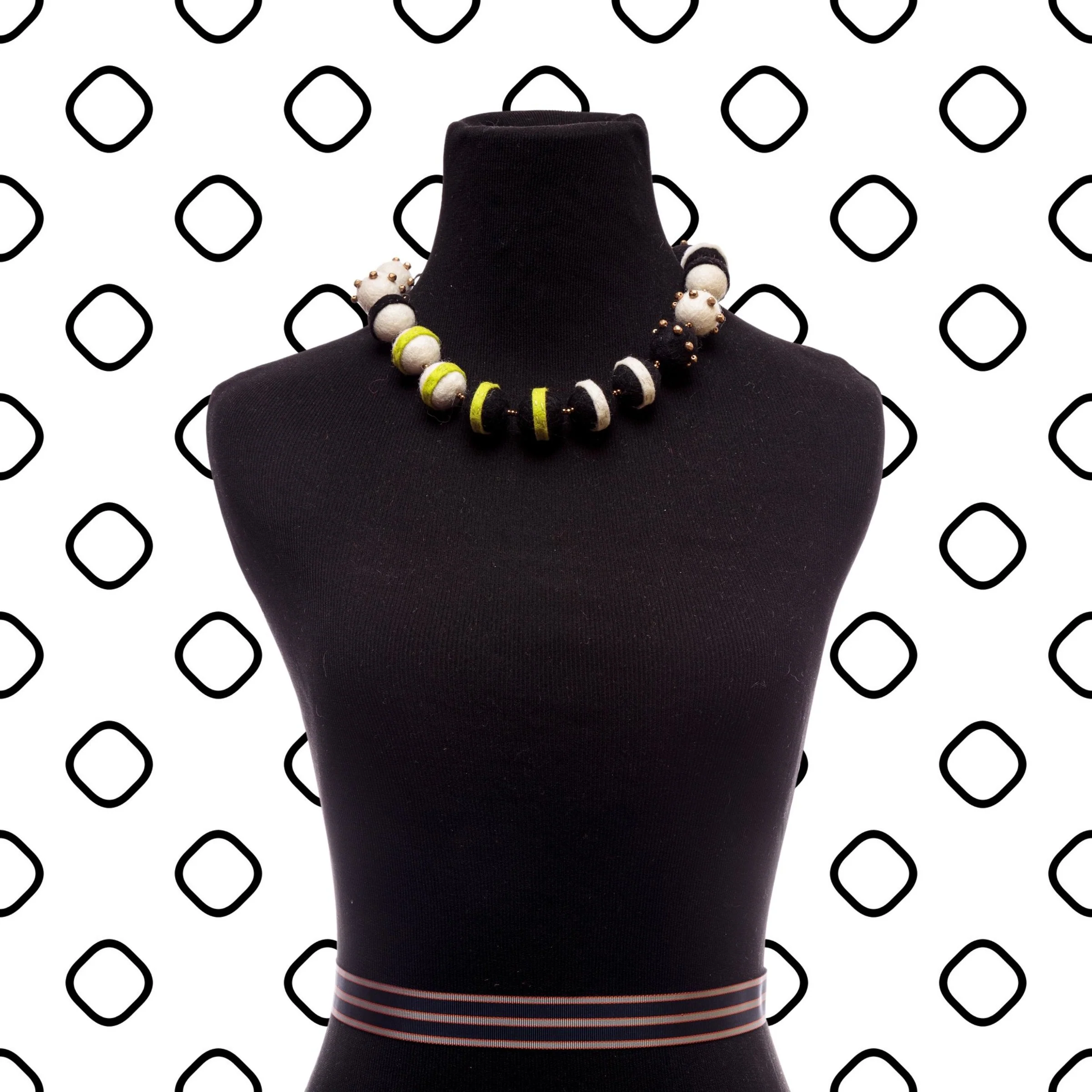 Petite Felt-Stripe Necklace - Pop of Chartreuse - Image 2