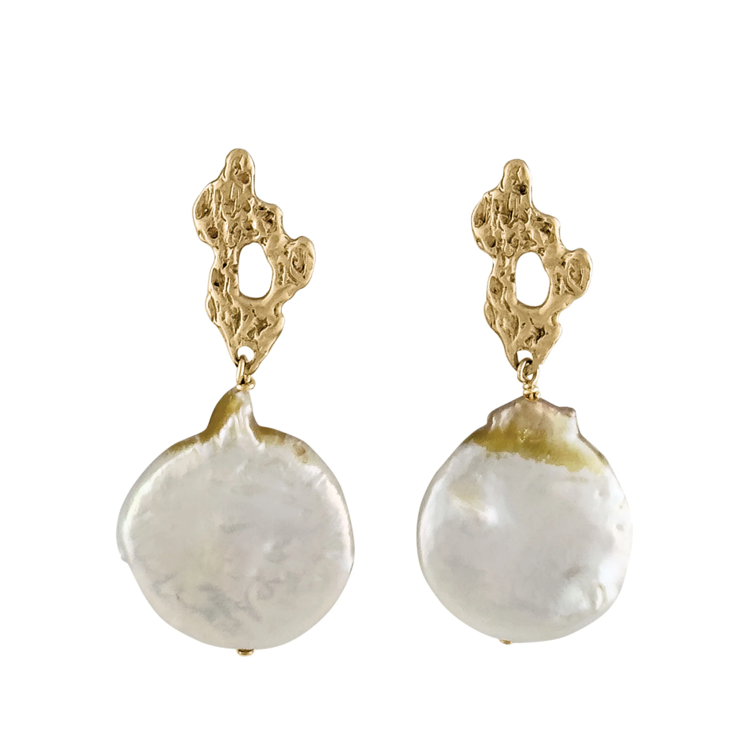 Petite Reef & Champagne Coin Pearl Earrings