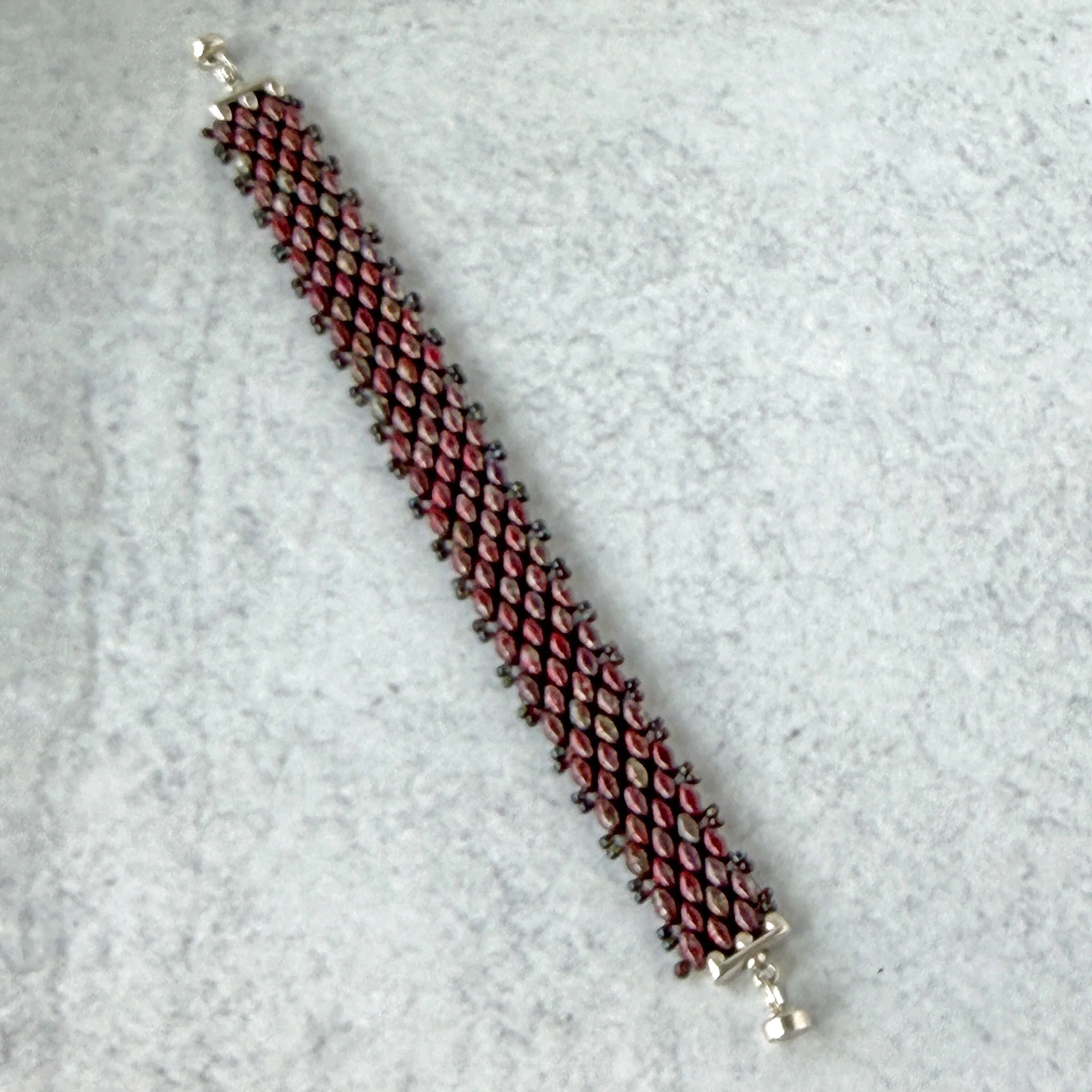 Picasso Red Bead-Woven Bracelet