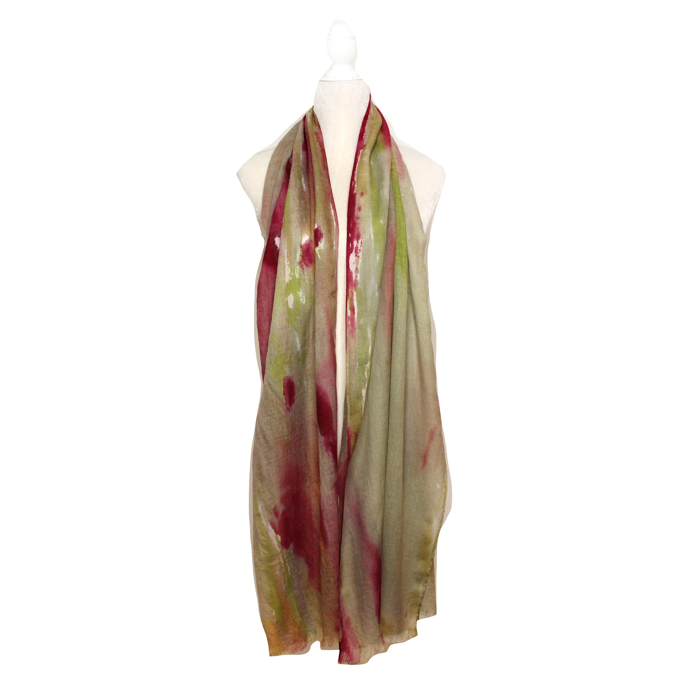 Pink Sunrise Ombre- Hand-painted Cashmere blended scarf - Pink Sunrise Ombre - Image 2