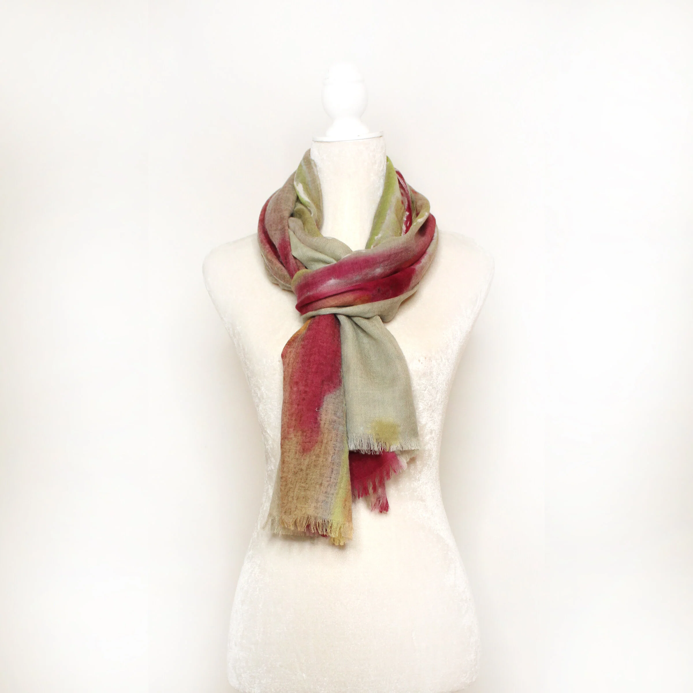 Pink Sunrise Ombre- Hand-painted Cashmere blended scarf - Pink Sunrise Ombre - Image 4