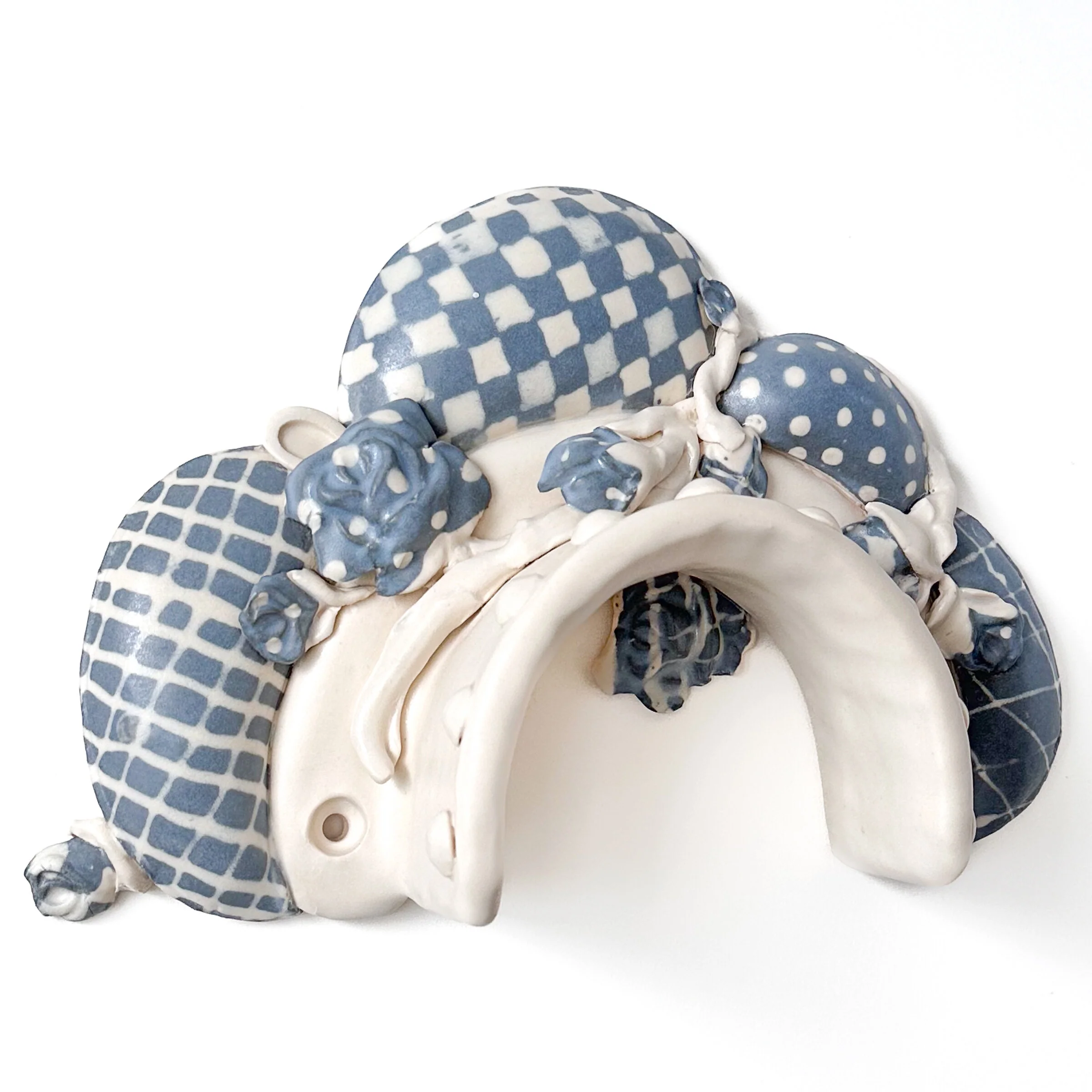 Plaid and Polka Dot Rose Wall Sculpture - Image 2