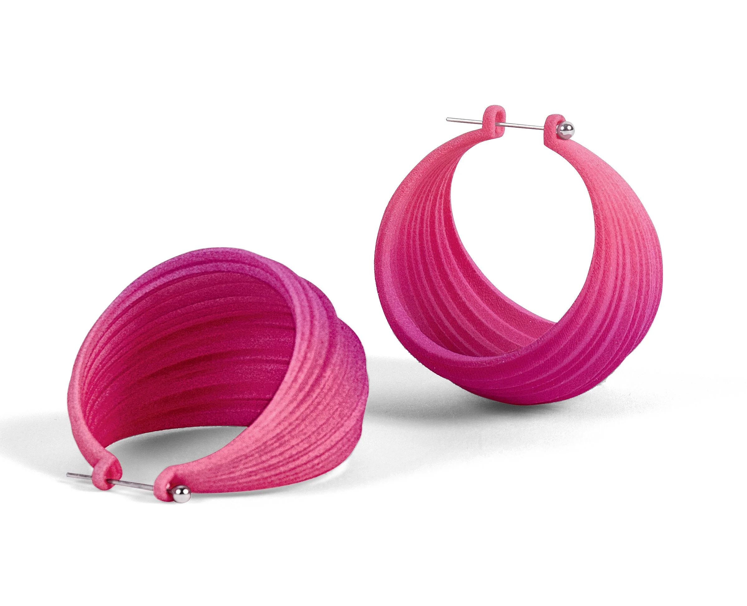 Pleated Hoops - Pink