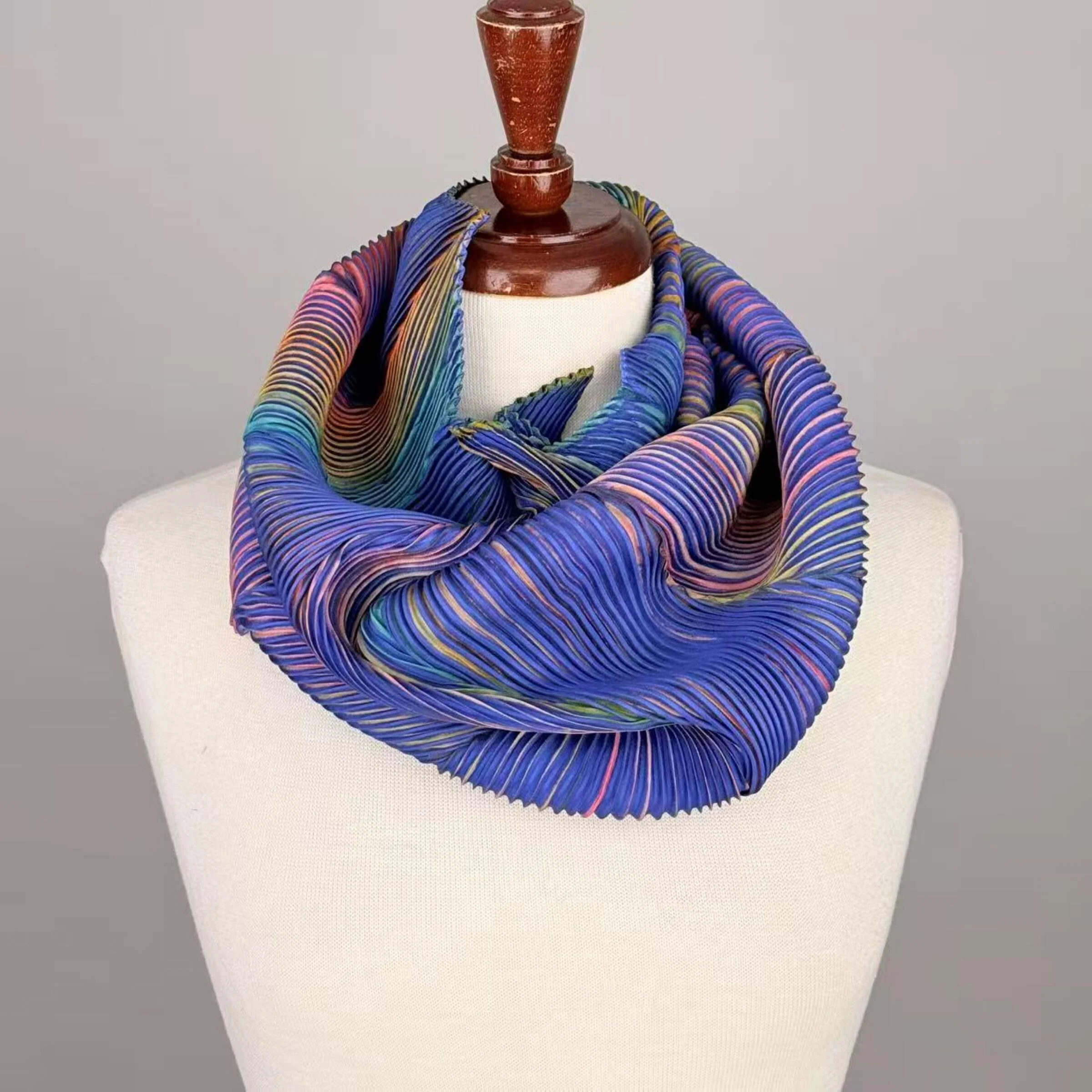 Pleated Silk Loop Scarf - Image 7