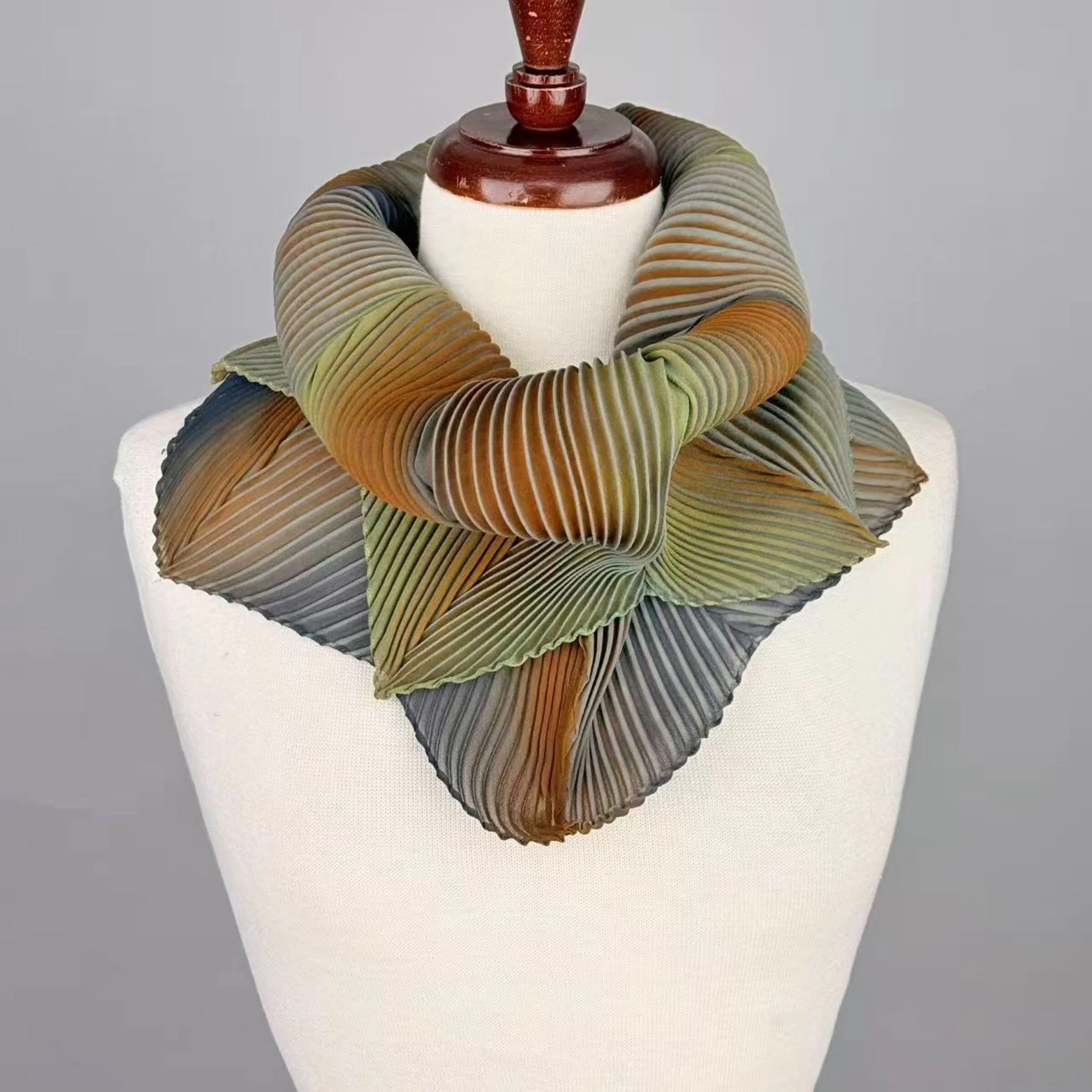 Pleated Silk Loop Scarf