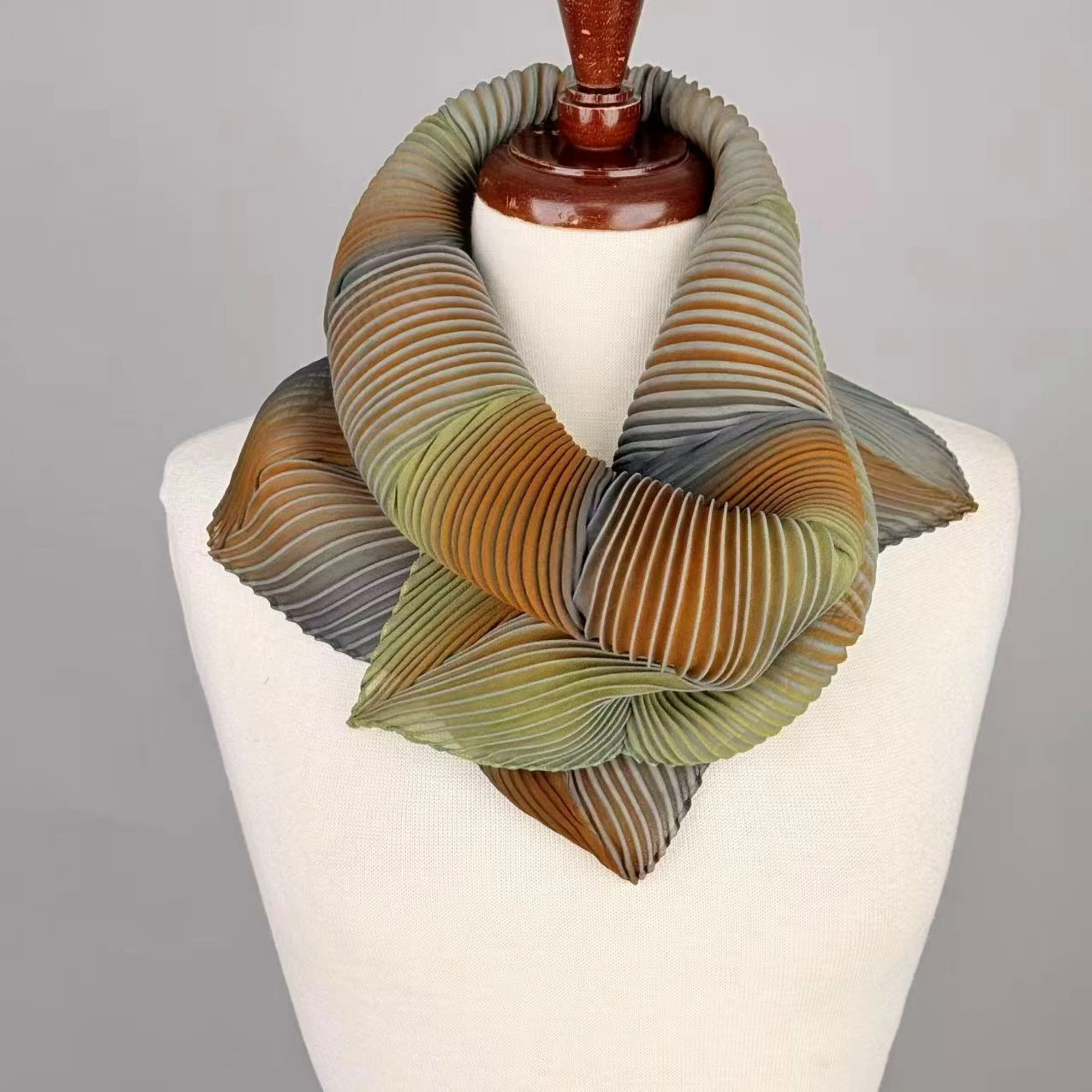 Pleated Silk Loop Scarf - Image 2