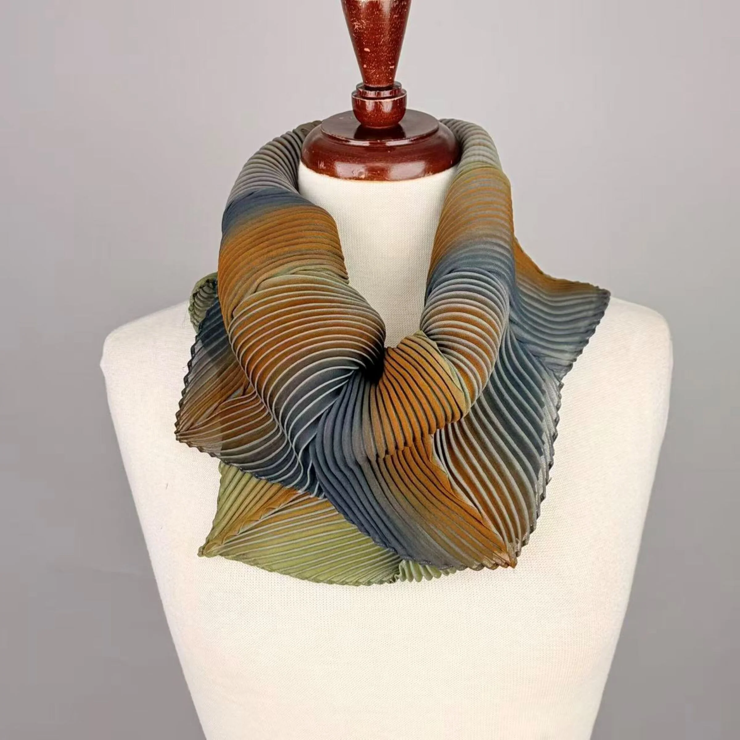 Pleated Silk Loop Scarf - Image 3