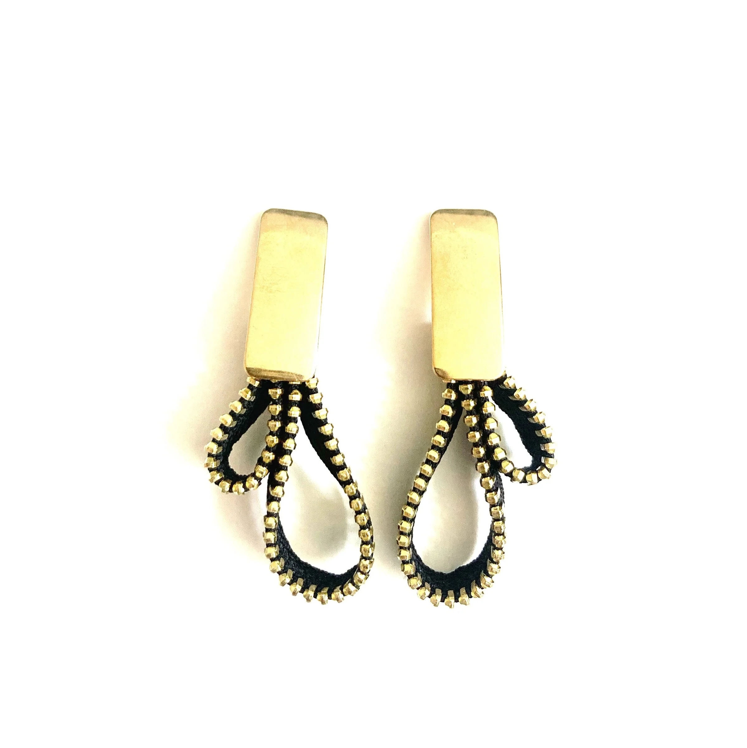 Pod Zipper Earrings - Gold Finish