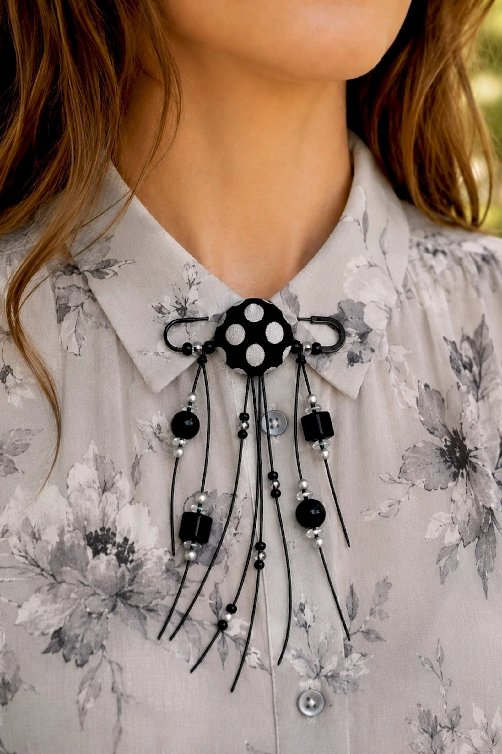 Polka Dot Vintage Silk Swing Pin - Image 2