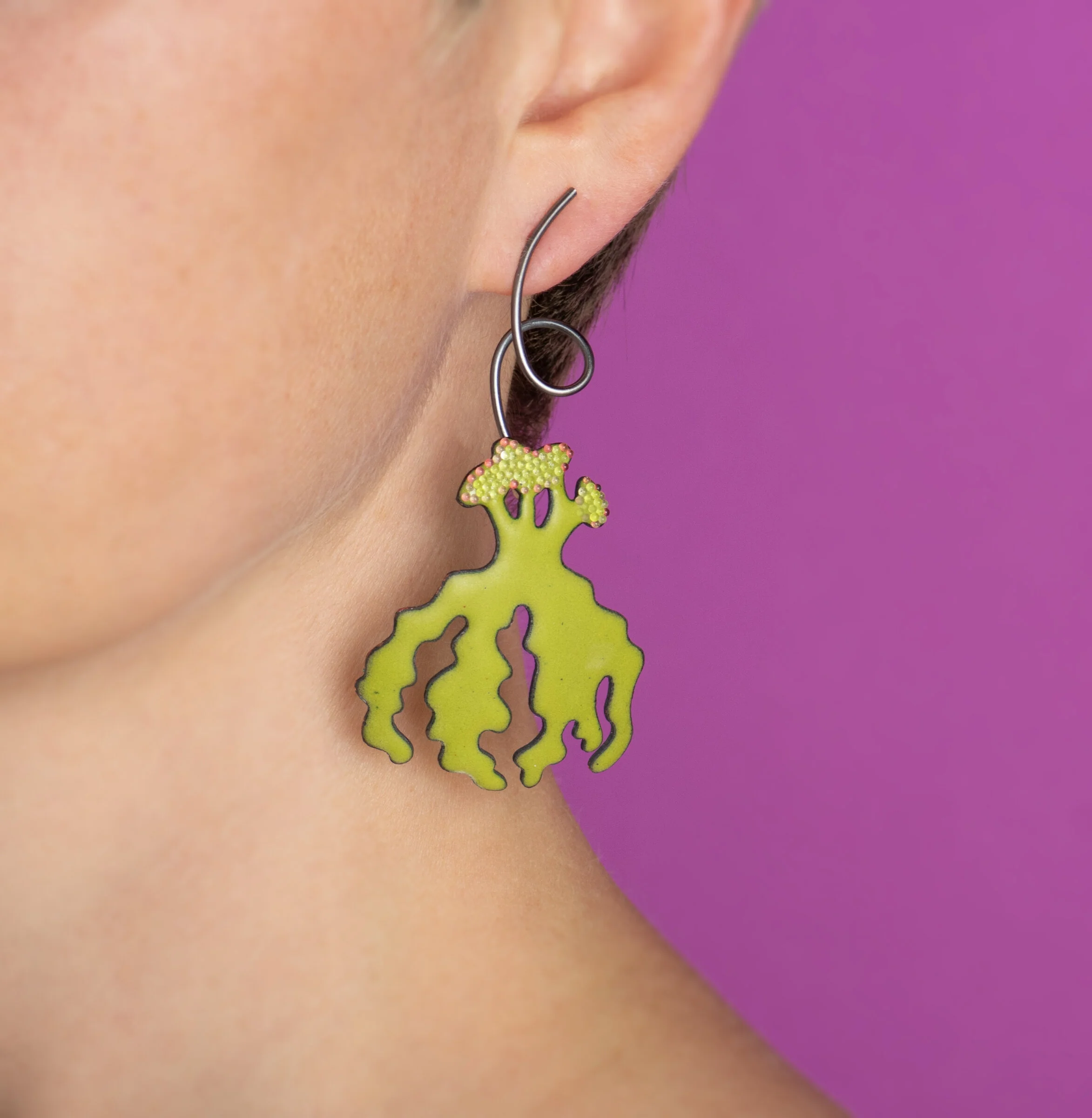 Pollen Earrings - Matte Bitter Green - Image 2