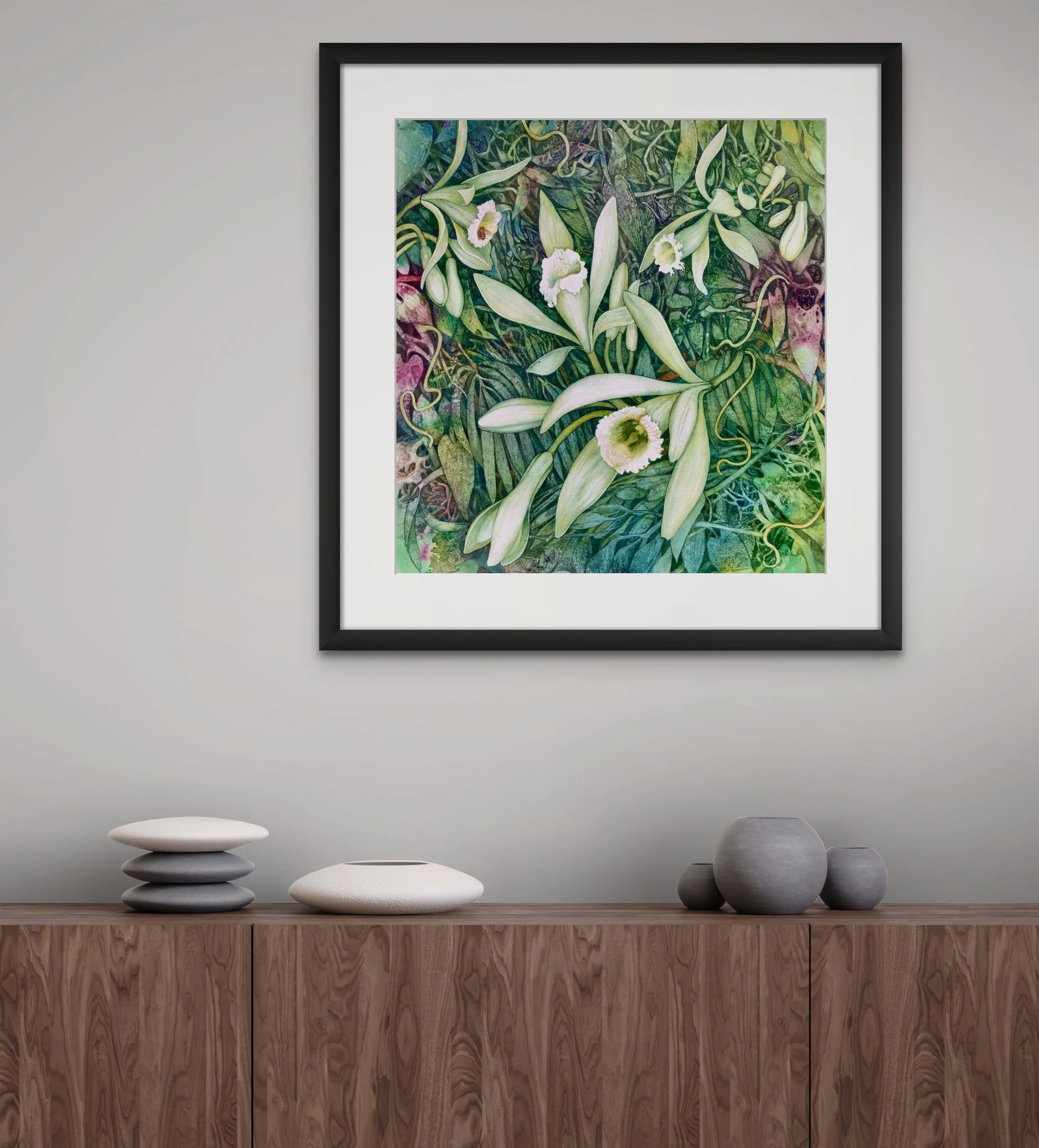 Pollinator Effect: Vanilla Orchid and Melipona Bee - Original Watercolor Painting - Image 2