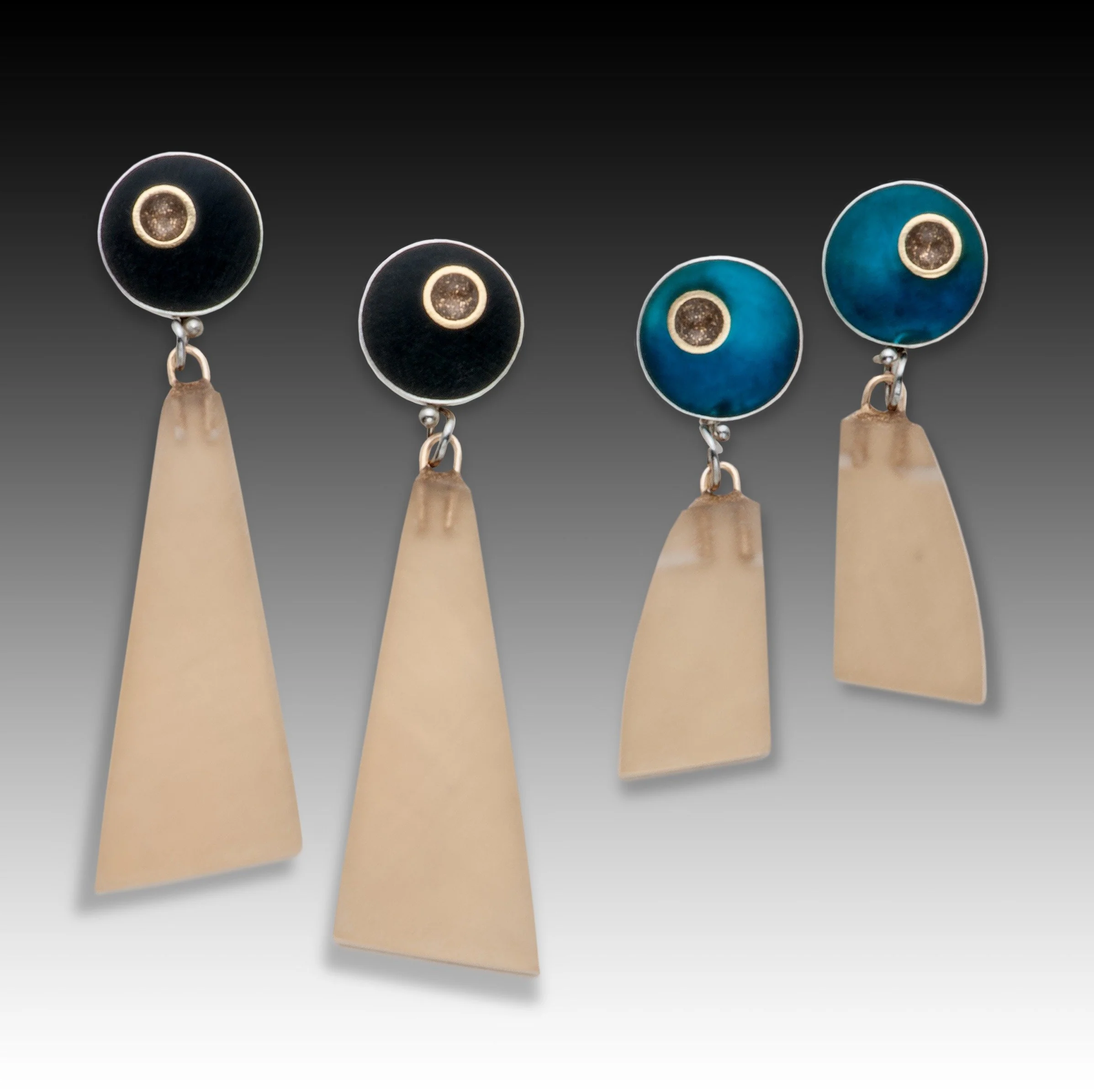 PTP Earrings #2 - Silver, Black & Gold Filled