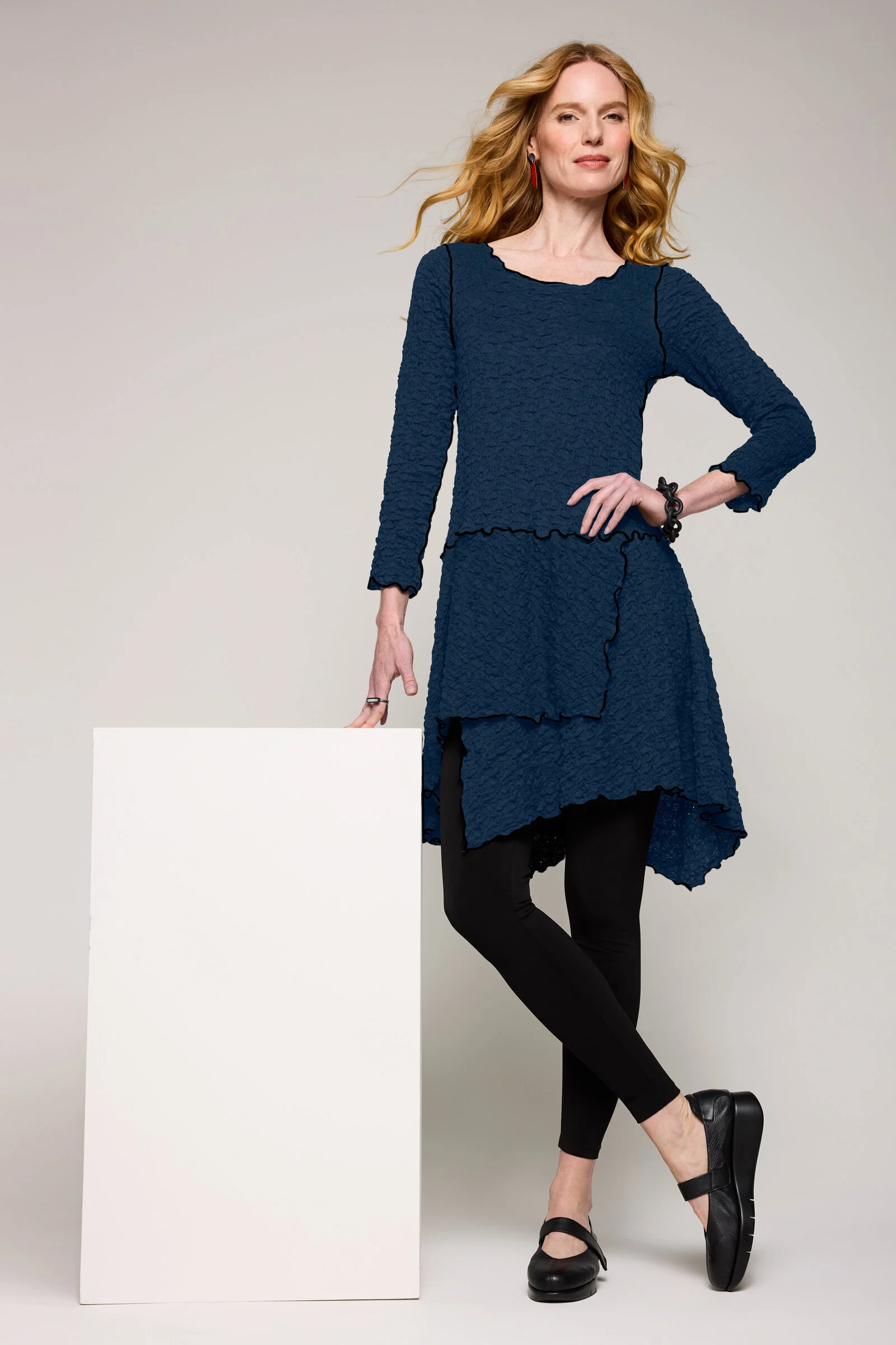 Pucker Origami Tunic - Pacific