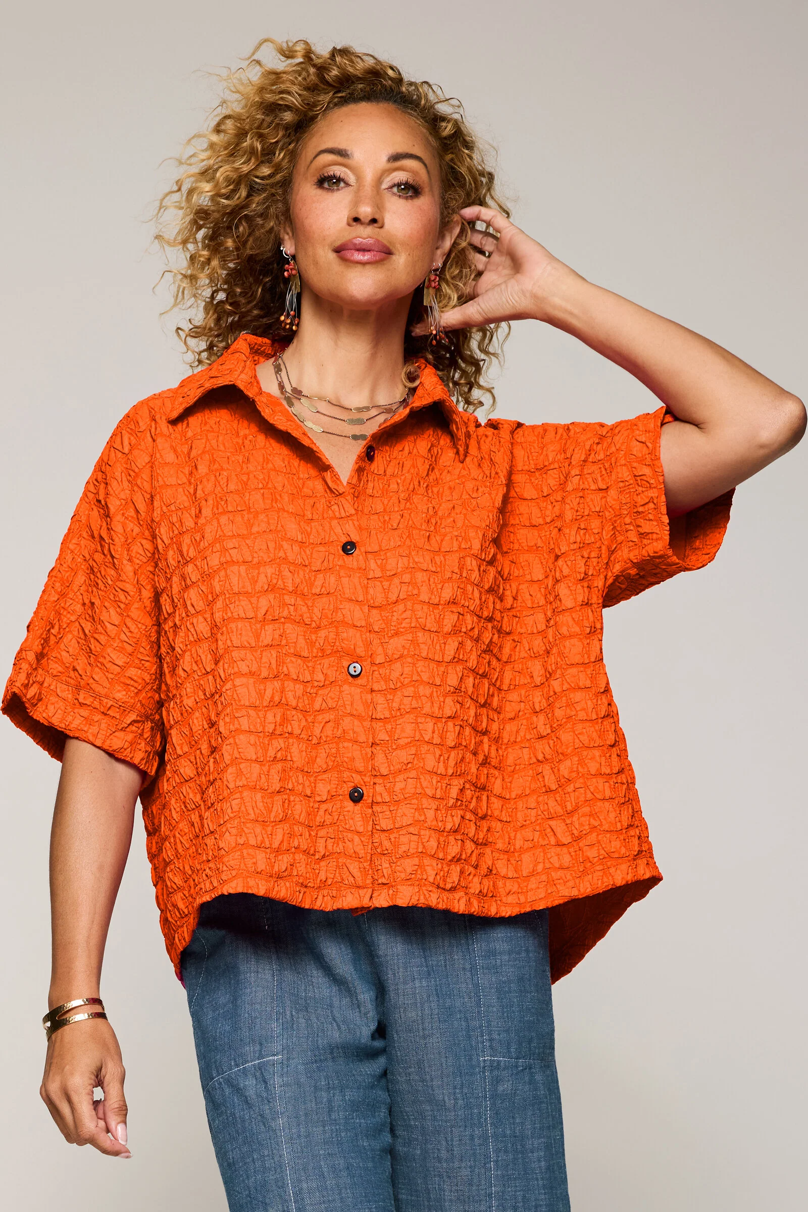 Puckered Corinne Camp Shirt