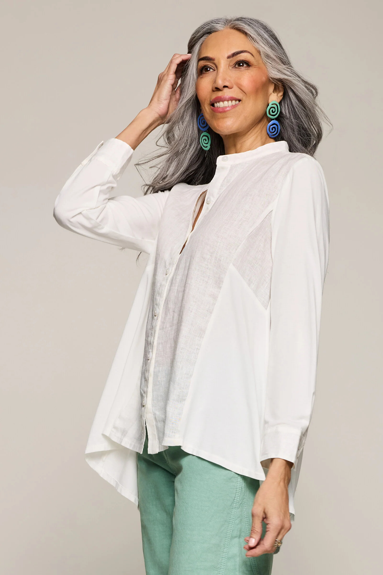 Pure Linen and Jersey Selene Tunic - Image 2