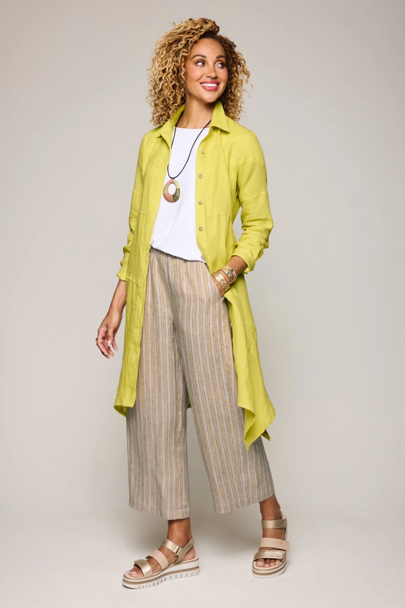 Pure Linen Jaxx Pant - Topaz Stripe - Image 2