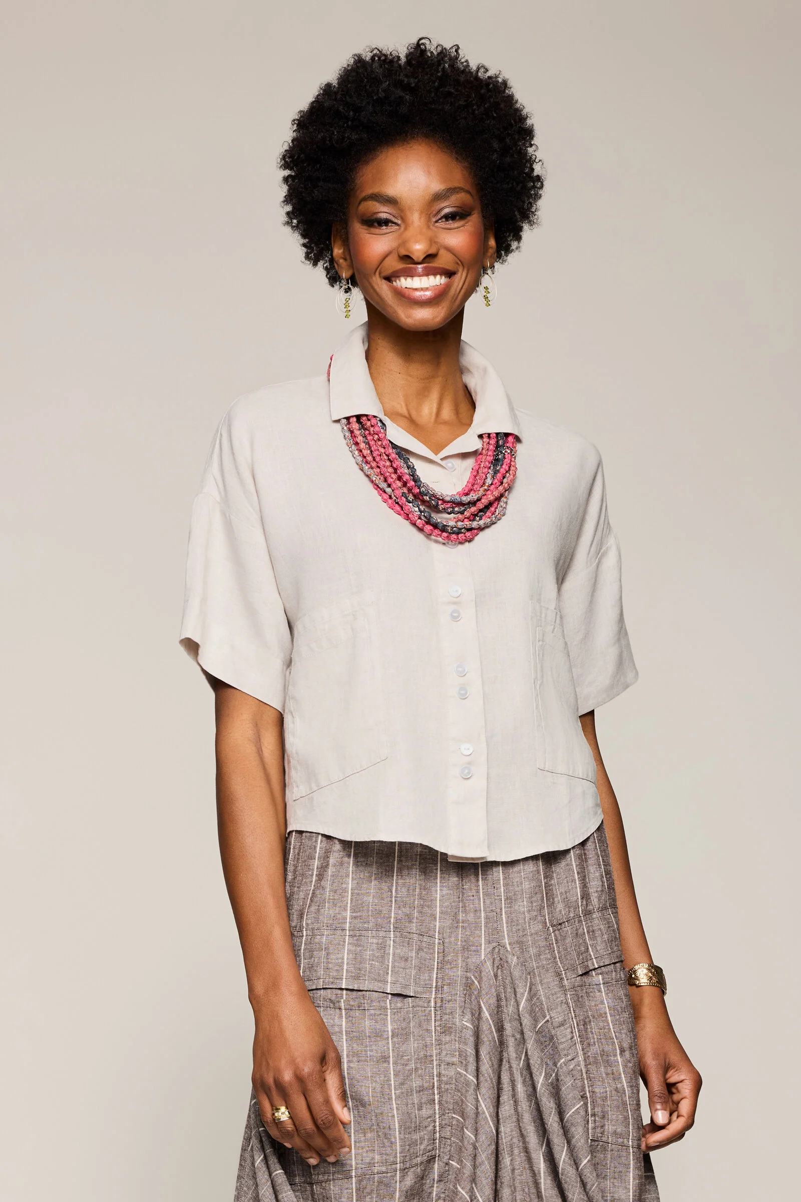 Pure Linen Lydia Camp Shirt - Flax