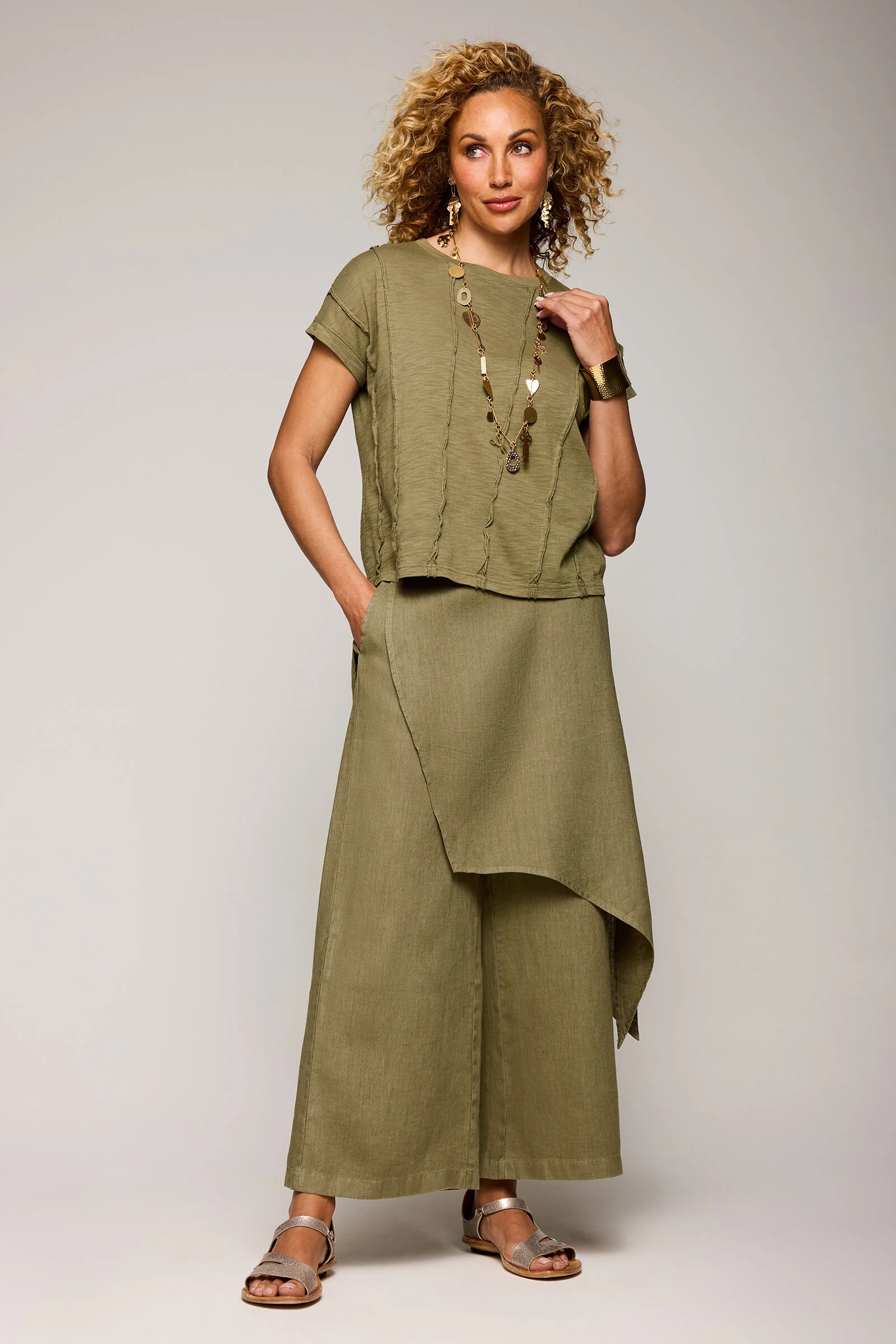 Pure Linen Skirted Pant - Rosemary - Image 2