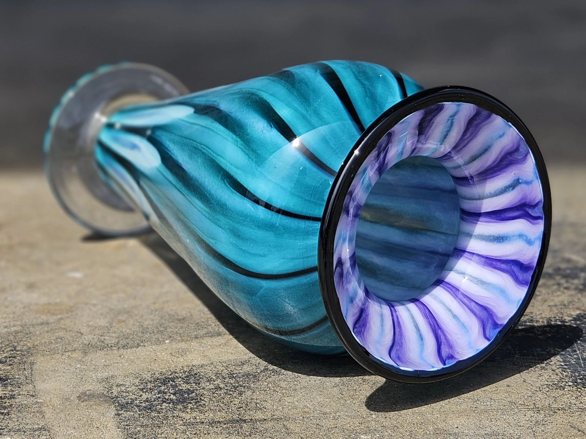 Purple and Teal Optical Vase - Image 4