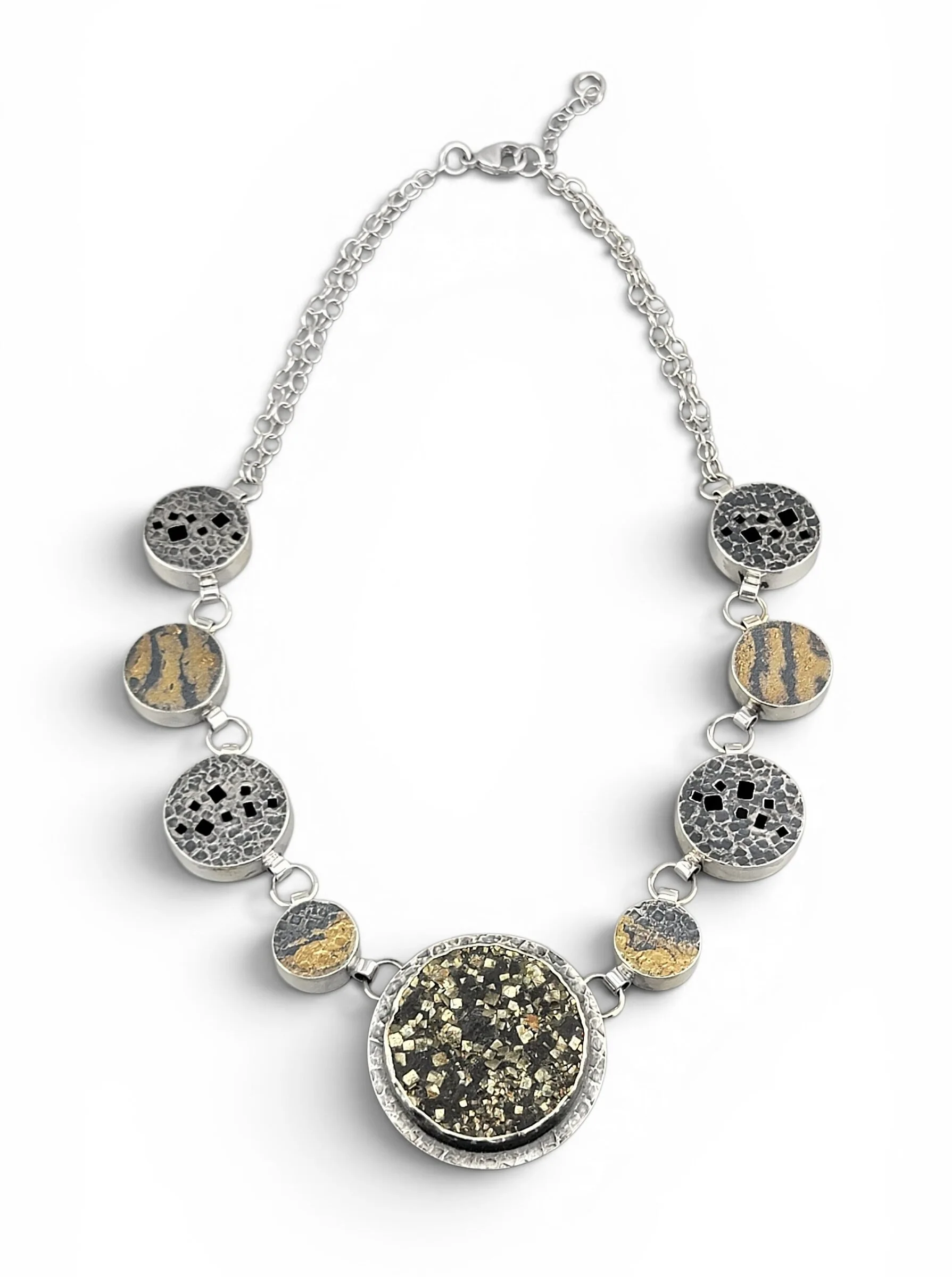 Pyrite & Gold Accent Hollow Necklace - Image 3