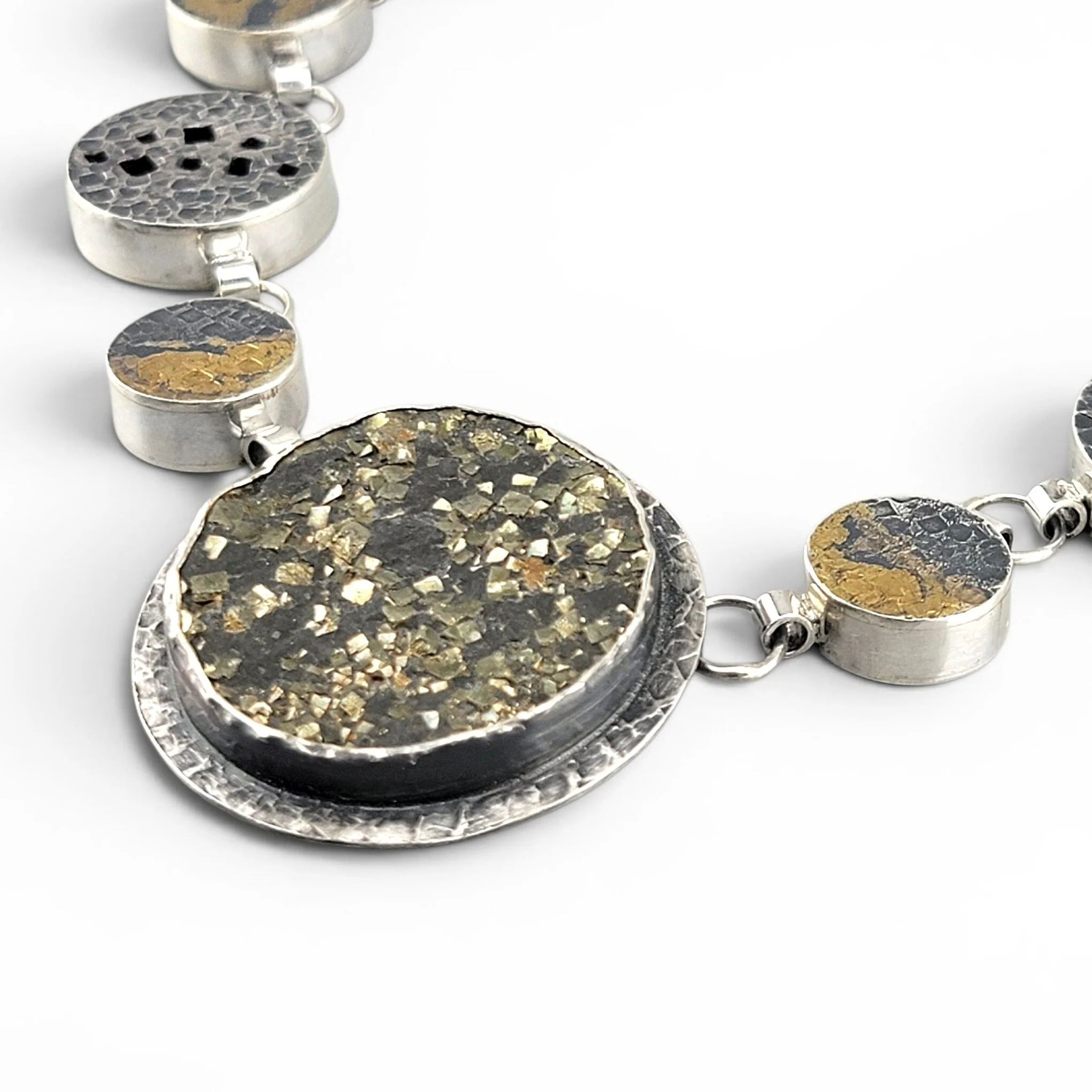 Pyrite & Gold Accent Hollow Necklace - Image 4