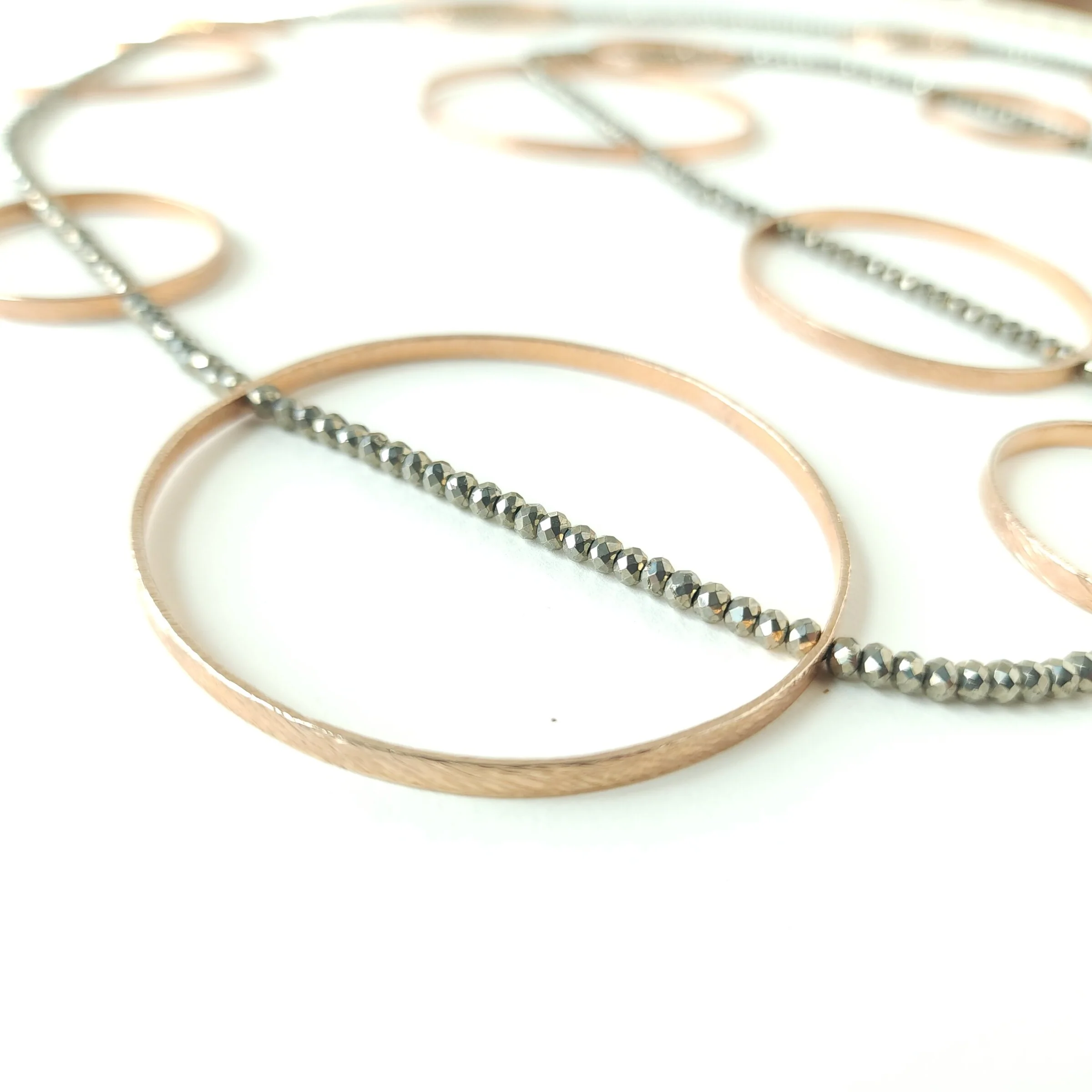 Pyrite Large & Long Circle Bubble Necklace - Image 2