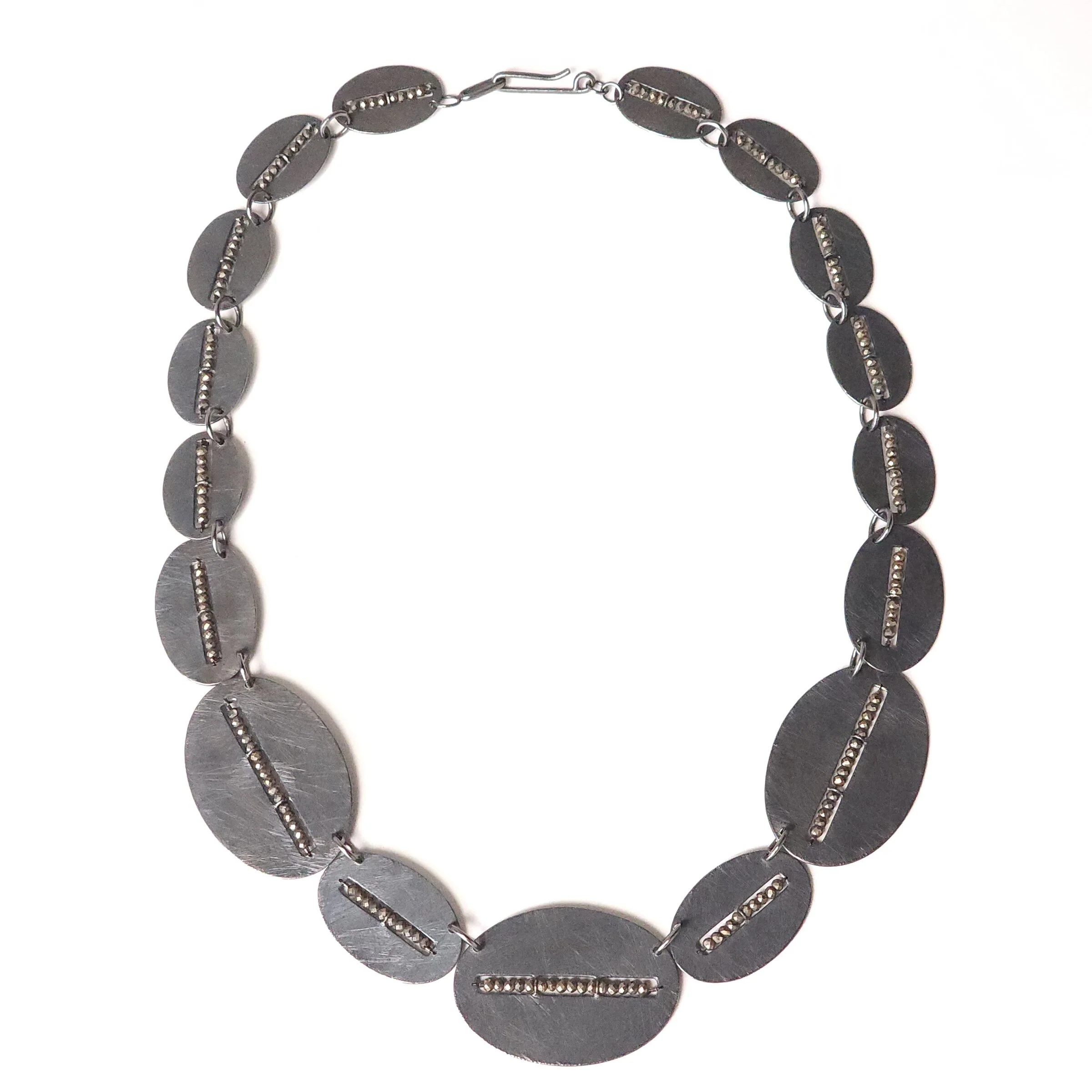 Pyrite Segment Oval Necklace