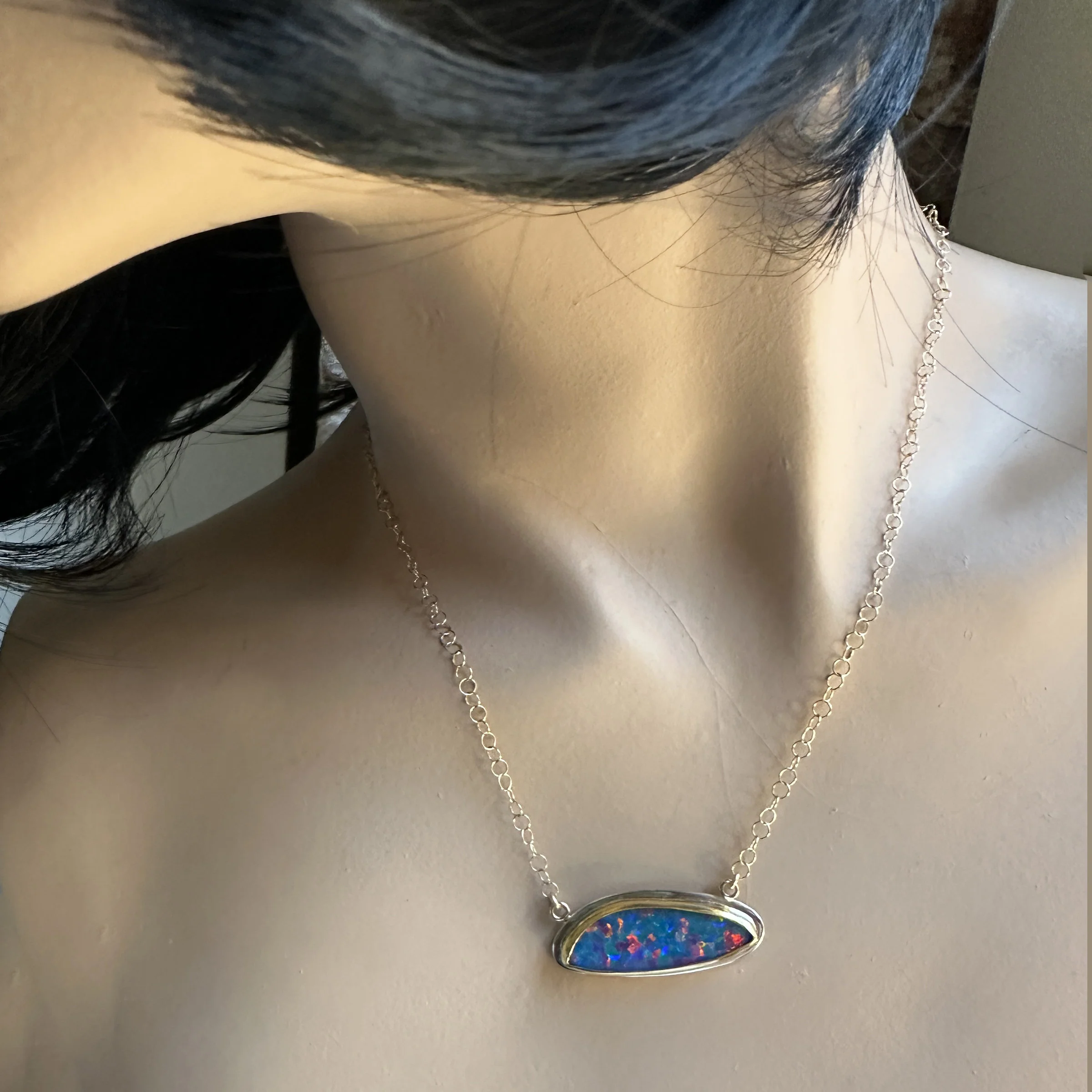 Red Boulder Opal Gold Necklace - Image 2