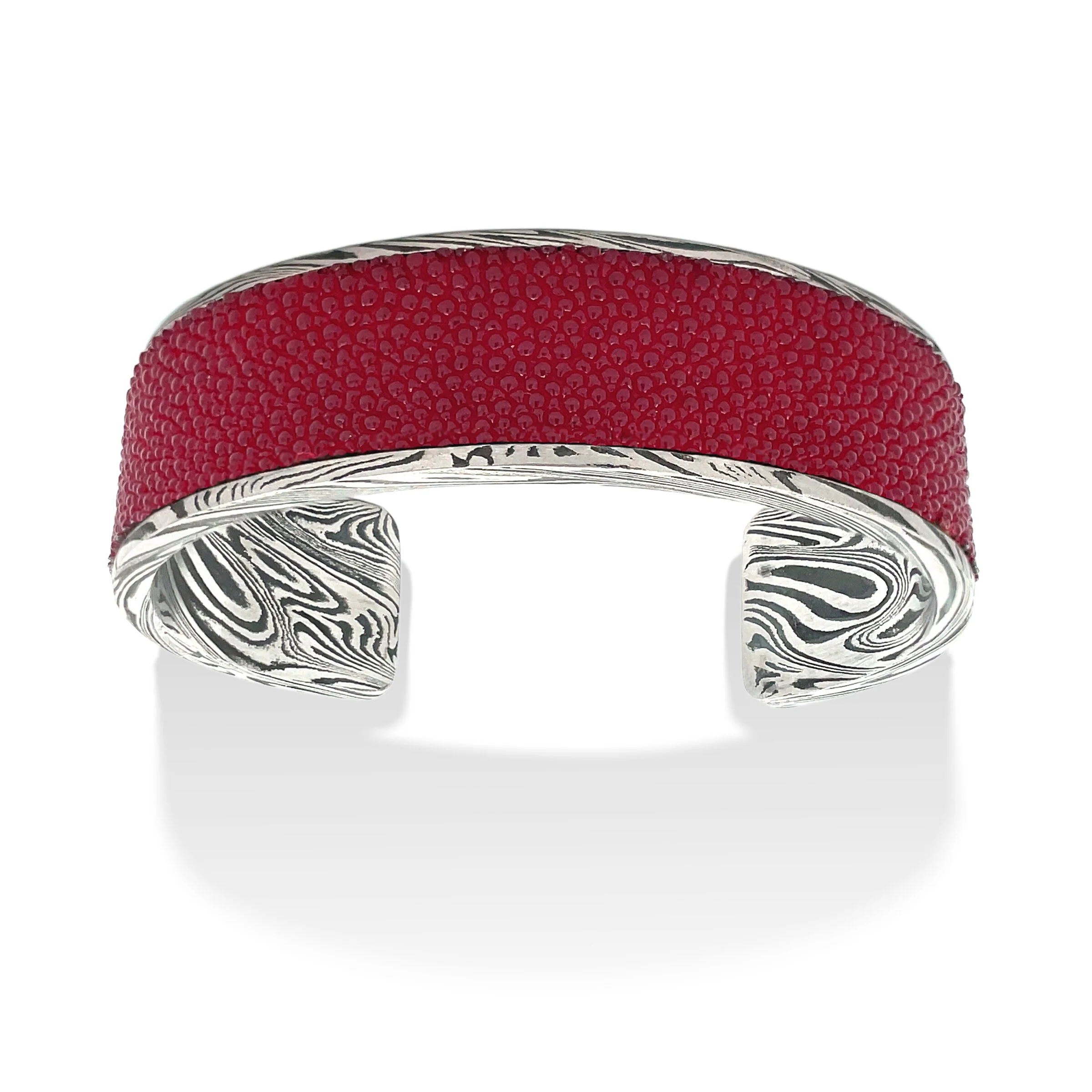 Red Stingray Damascus Steel Cuff - Image 2