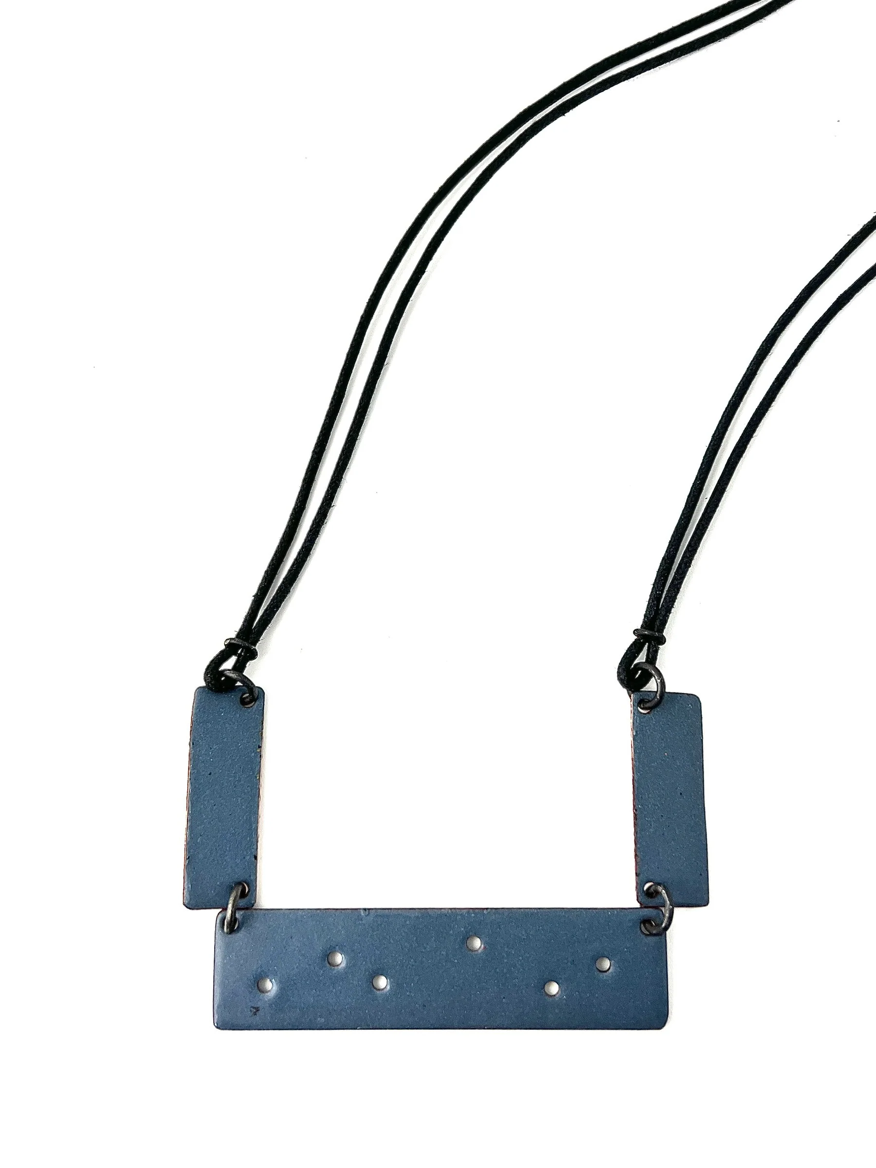 Reversible Color Block Necklace - Red/Orange/Gray - Image 2