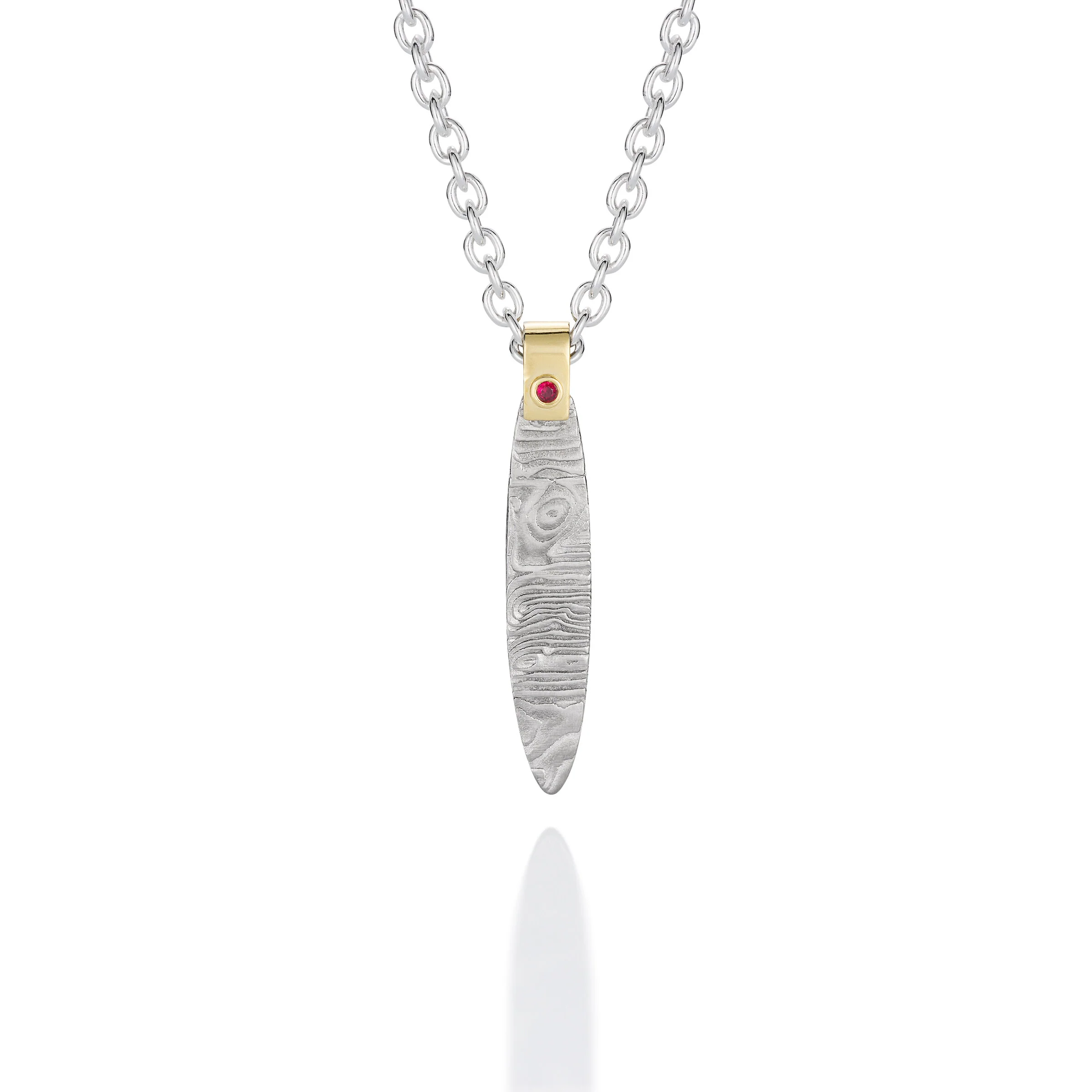 Reversible Oval Damascus Pendant