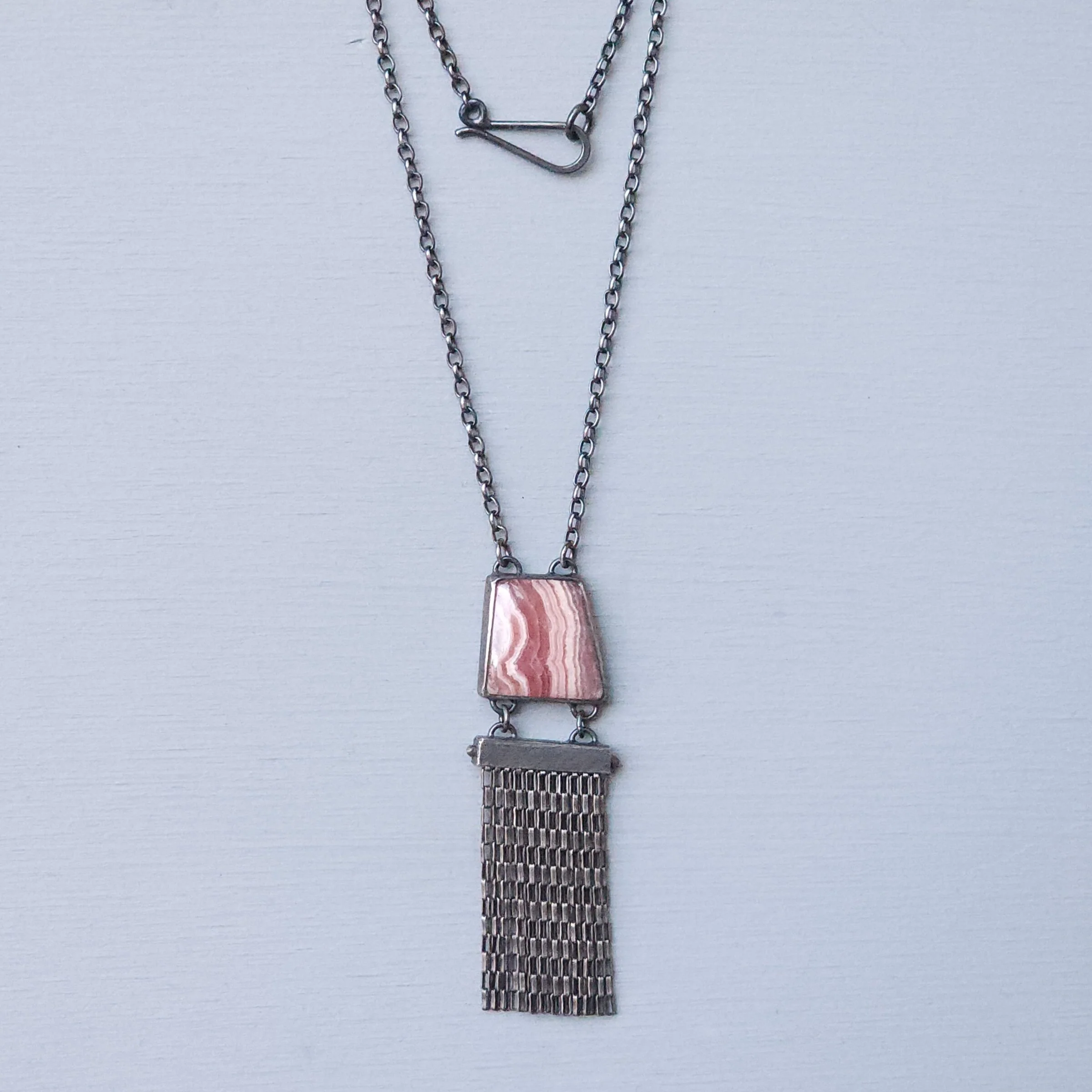 Rhodochrosite Fringe Pendant Necklace