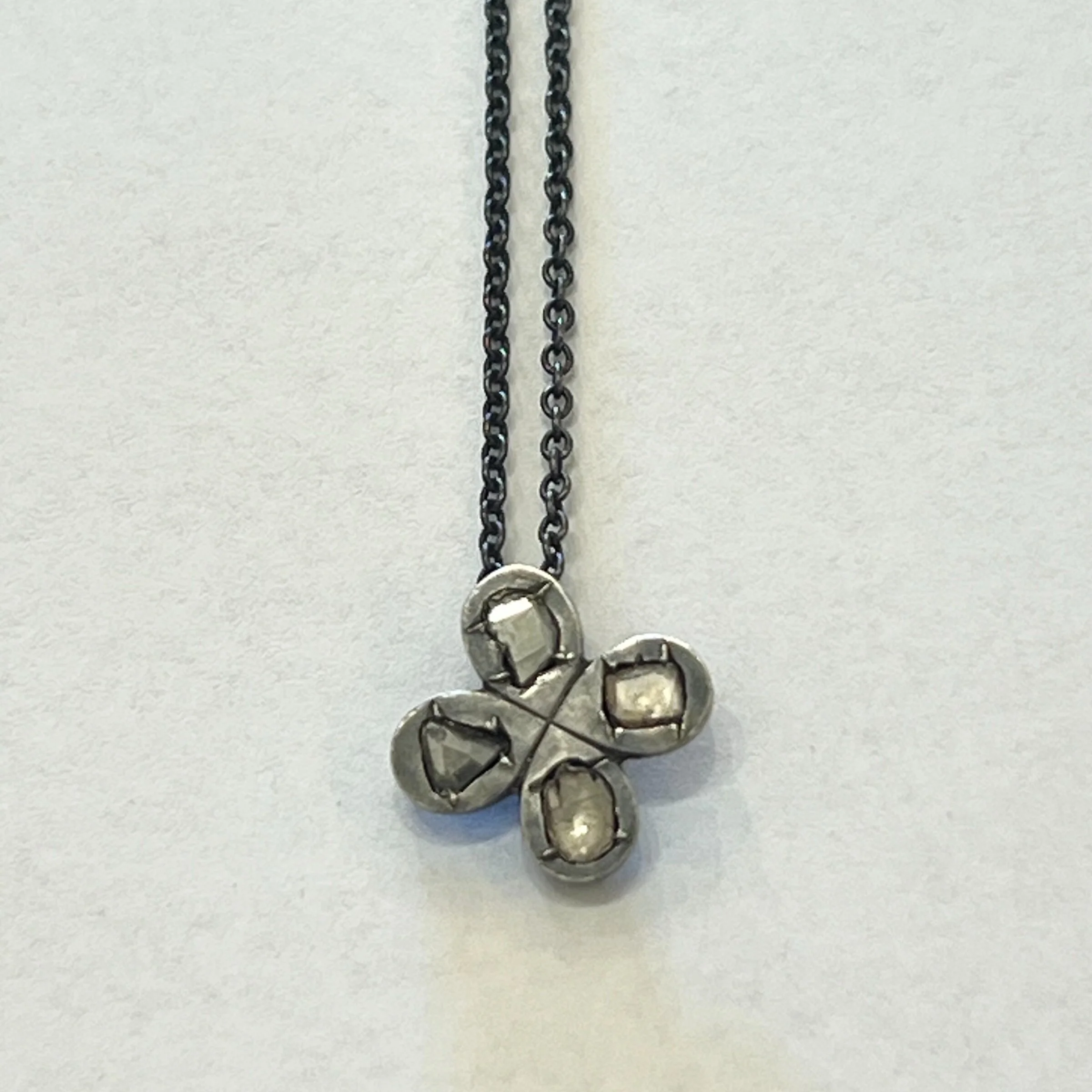 Rosa Petal Diamond Pendant - Four Petals