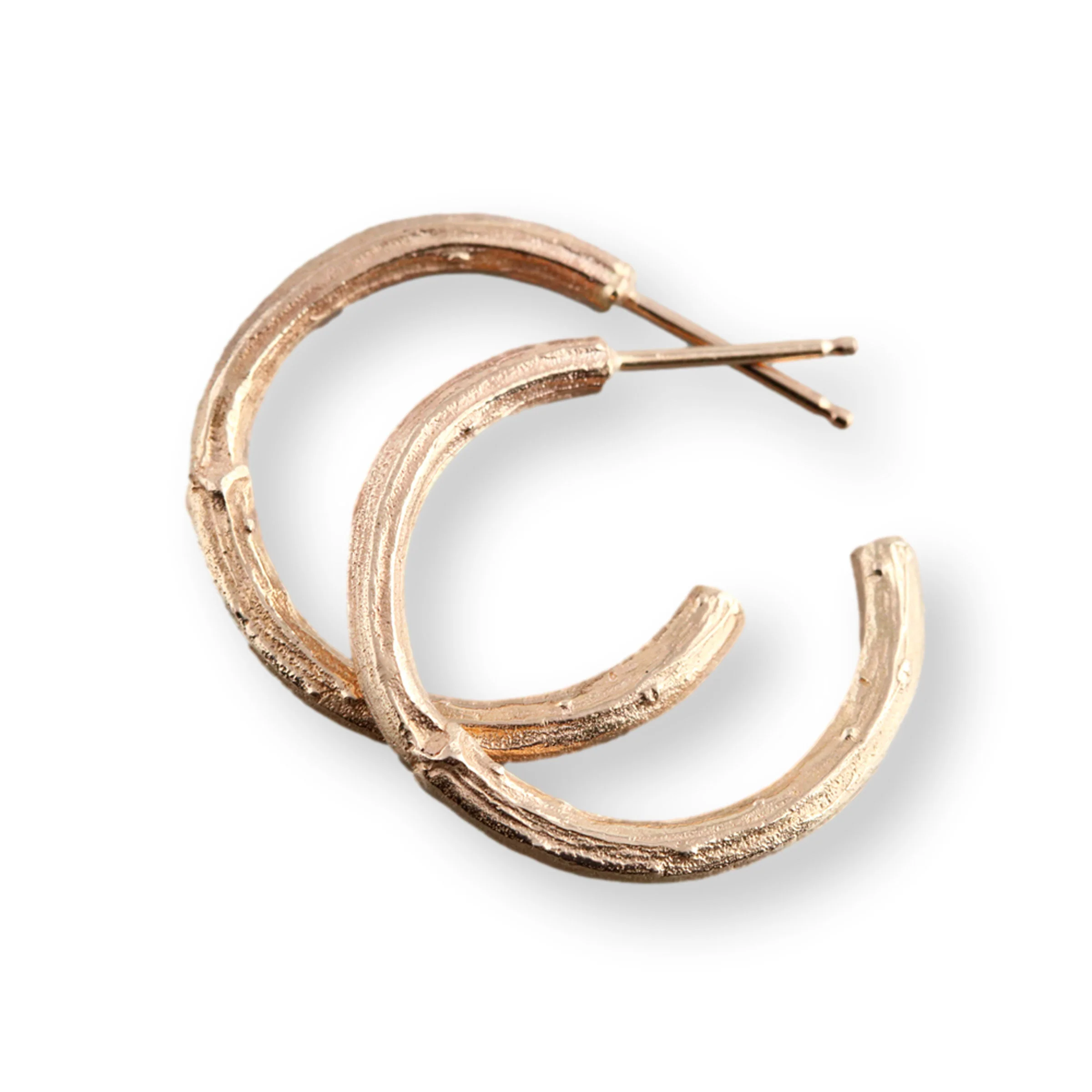 Rose Gold Twig Hoop Earrings