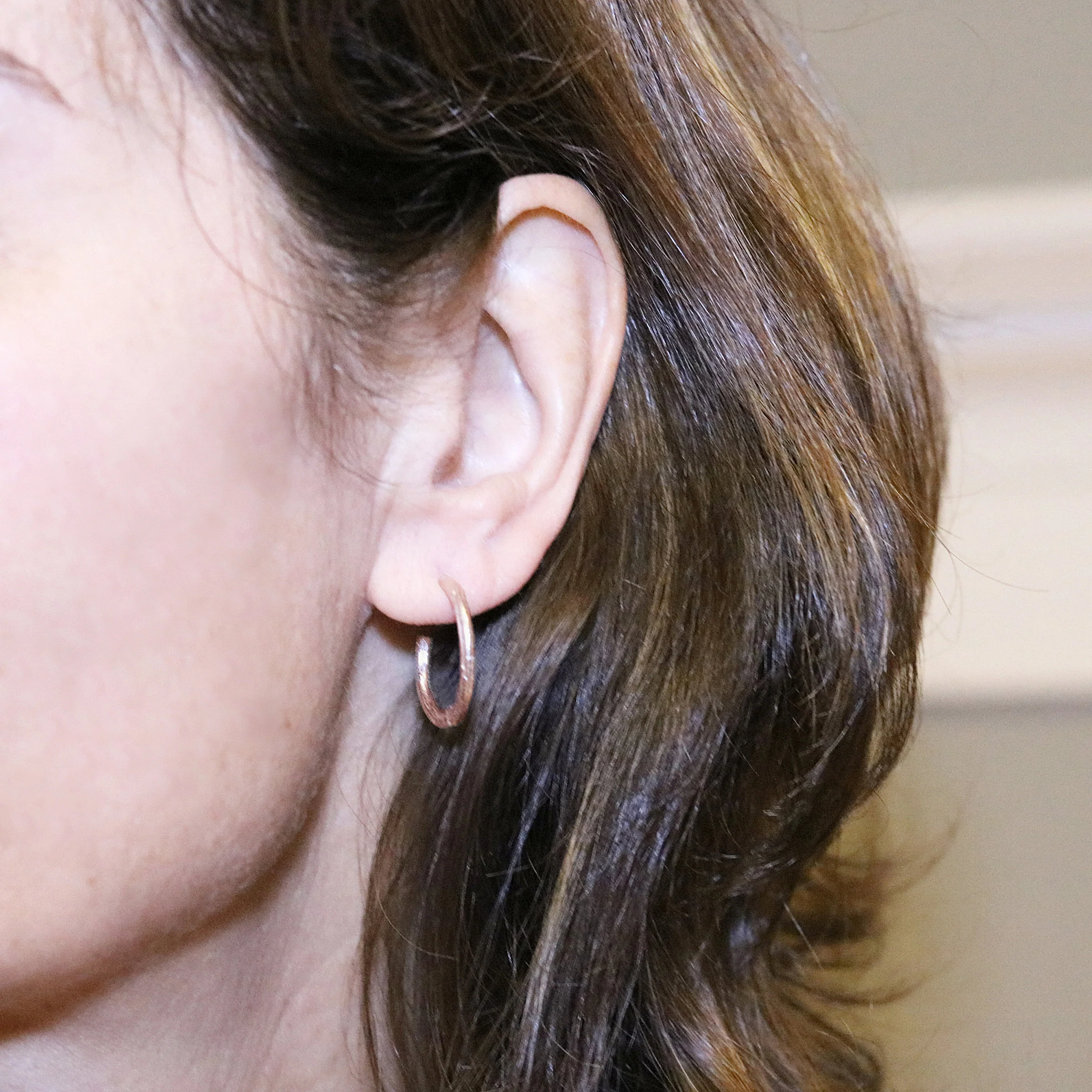 Rose Gold Twig Hoop Earrings - Image 2