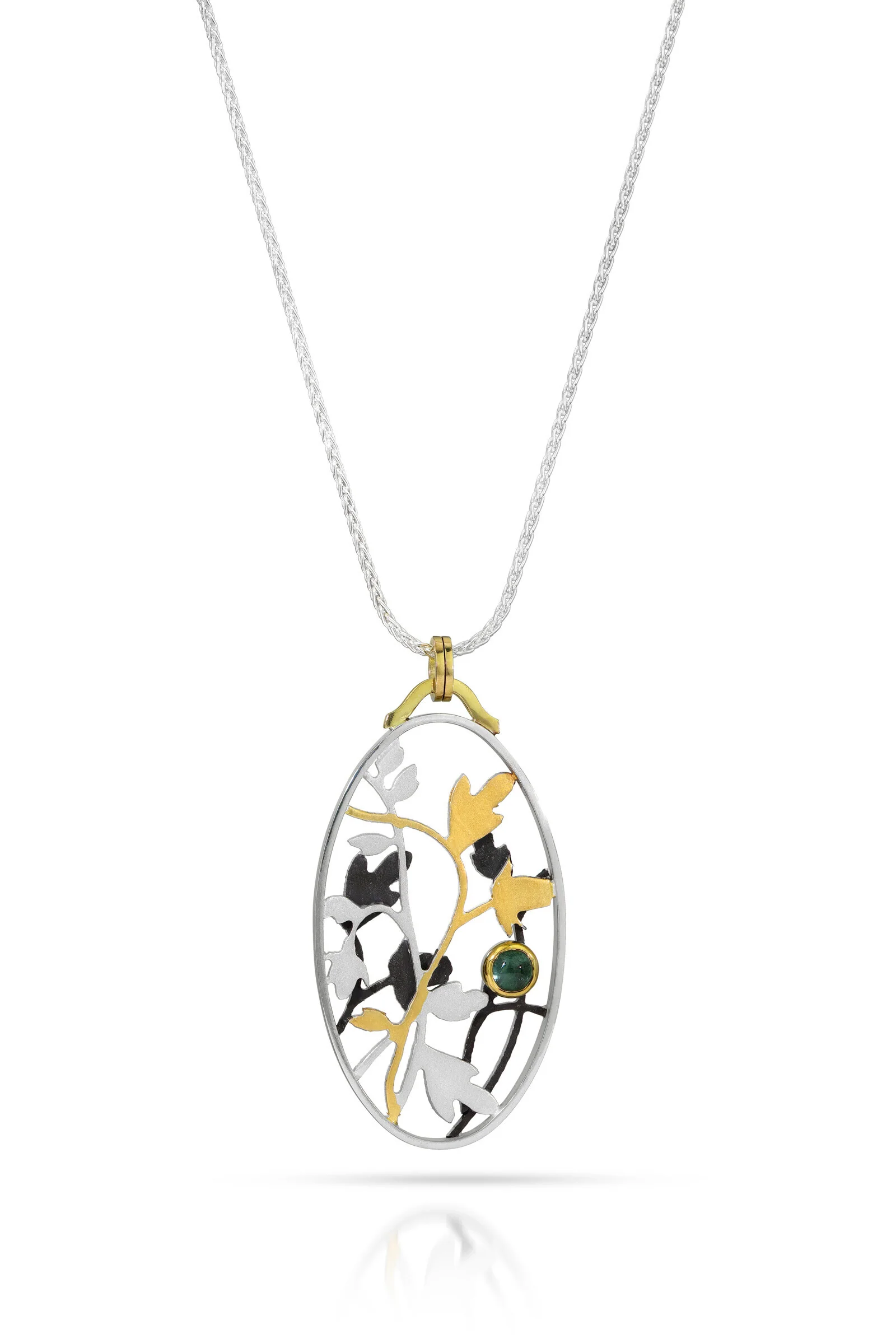 Rose Vine Tracery & Blue Tourmaline Necklace