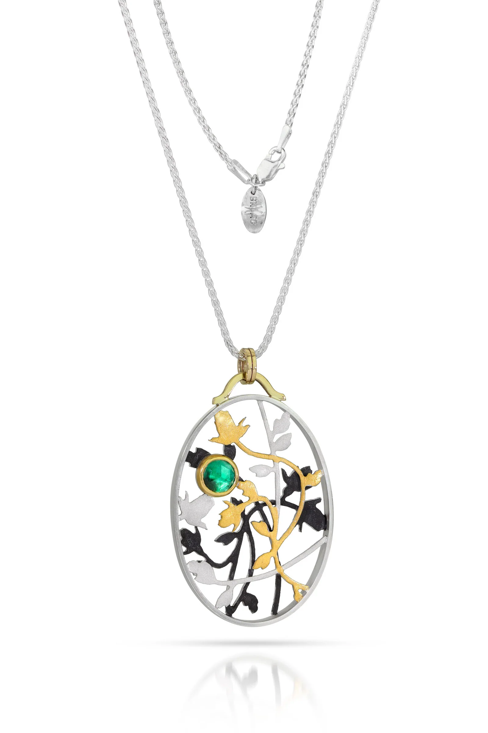 Rose Vine Tracery & Emerald Necklace - Image 2
