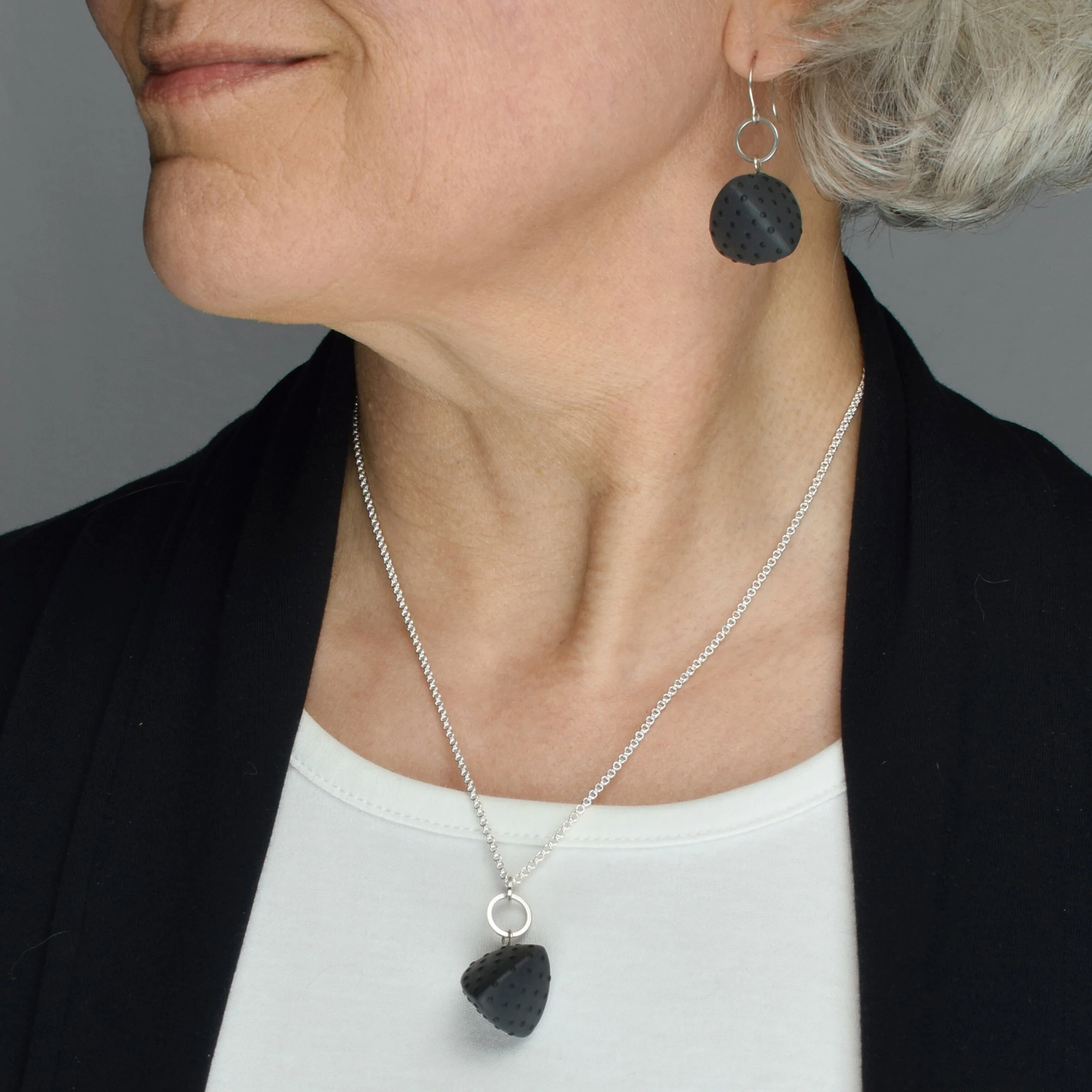 Rounded Tetrahedron Pendant Necklace - Image 2