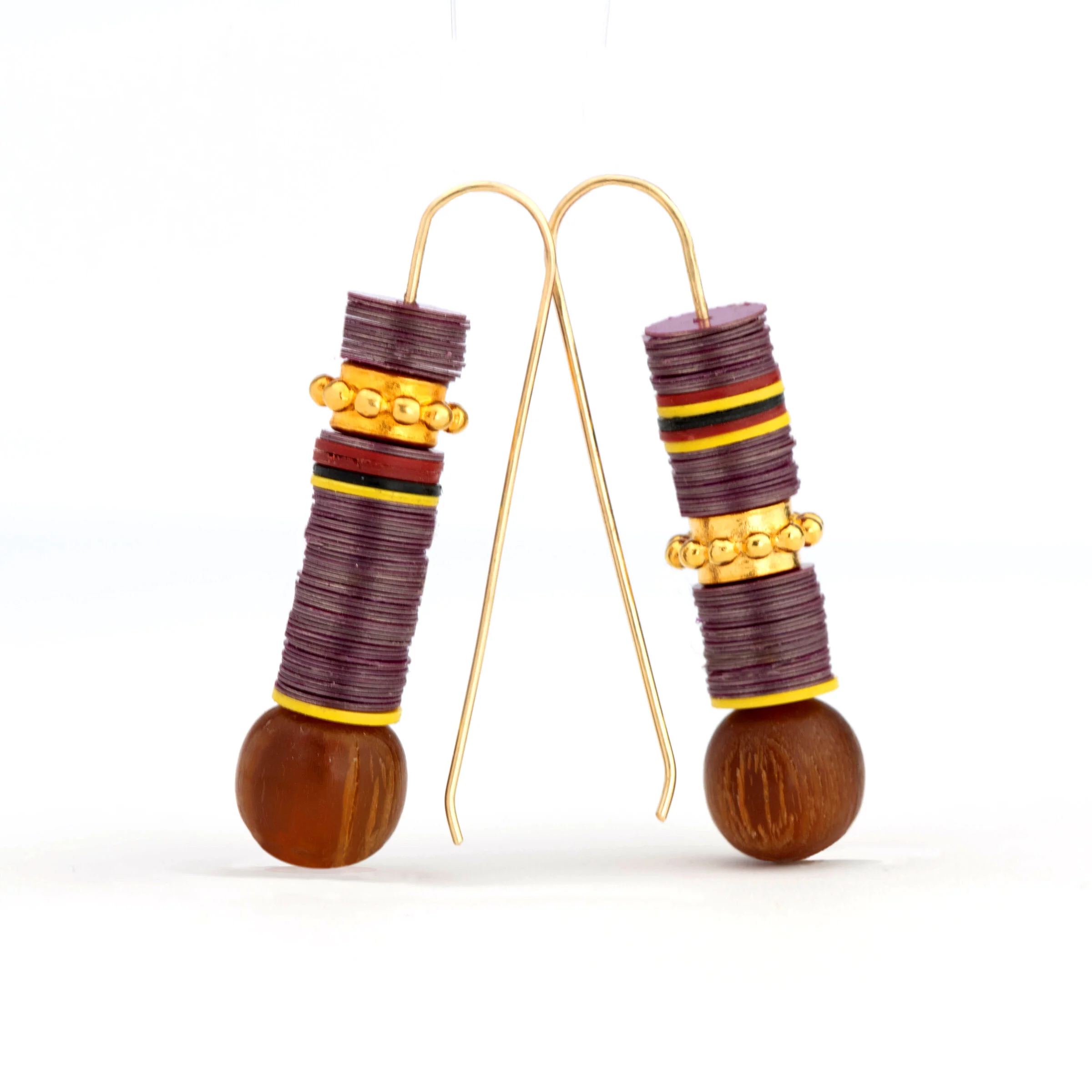 Royal Earrings - Marroon and gold Vinyl Earrings