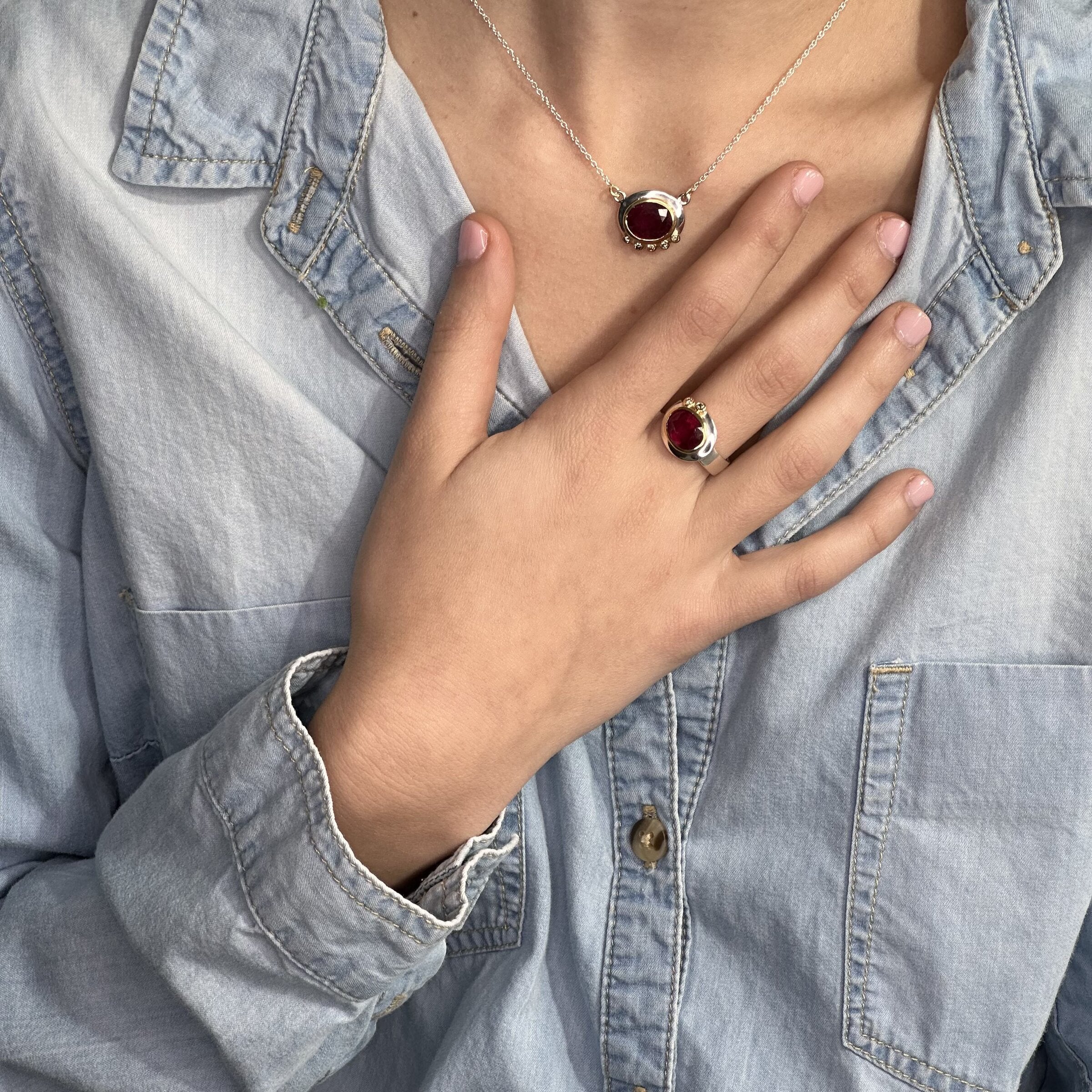Ruby & Champagne Diamond Ring - Image 2
