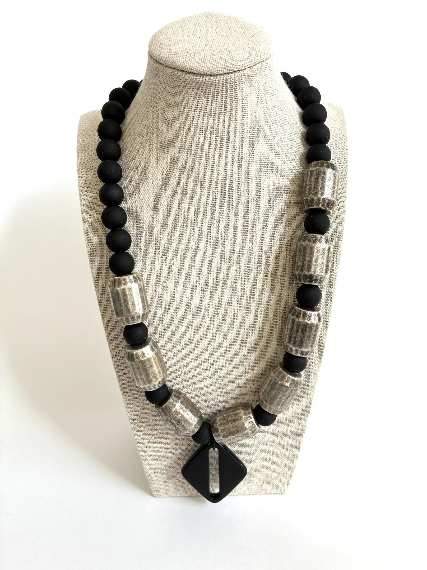 Rustic Barrel Bead Necklace - Image 2