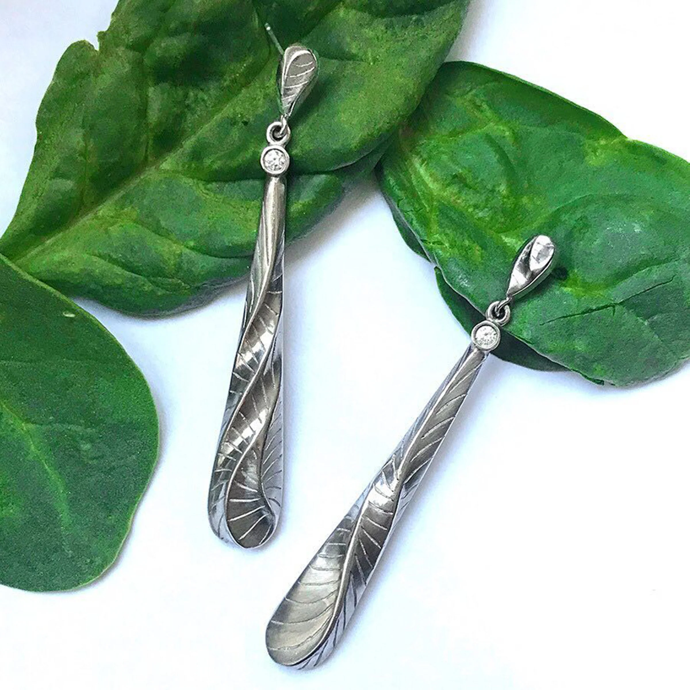 Sand Dune Long Tear Drop Earrings - Image 2