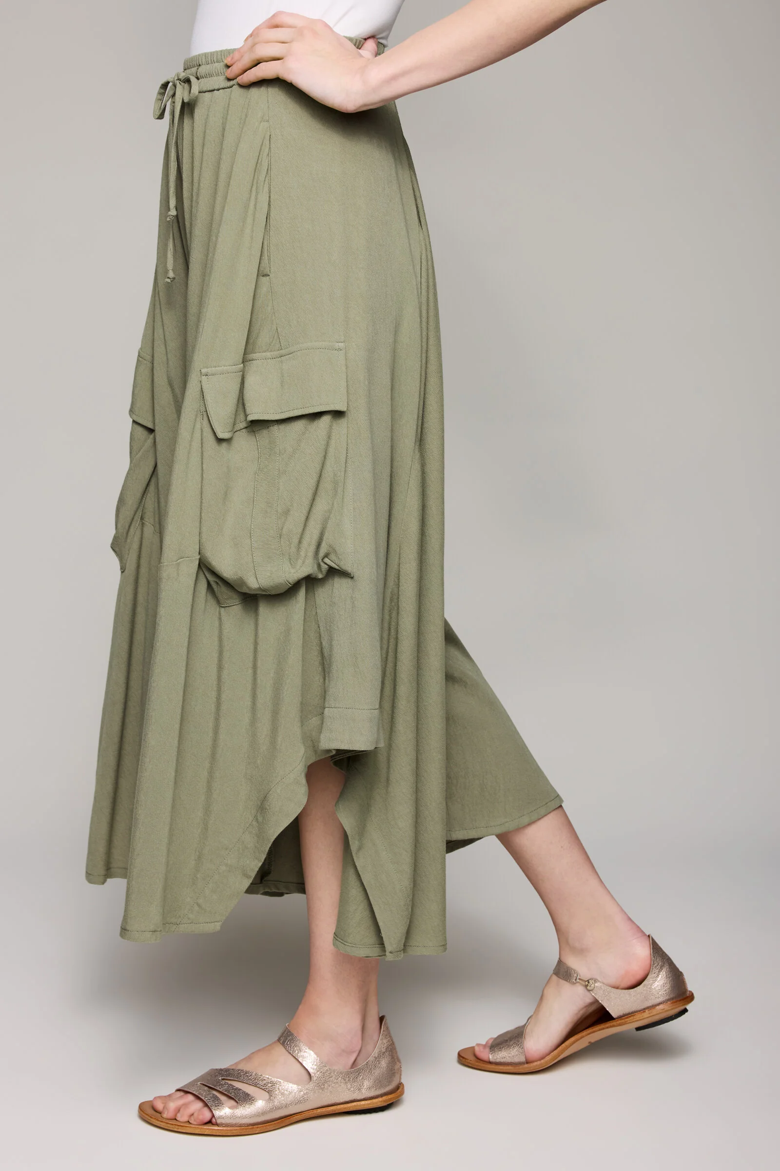Sandwashed Pebble Culotte Pant - Soft Moss - Image 3