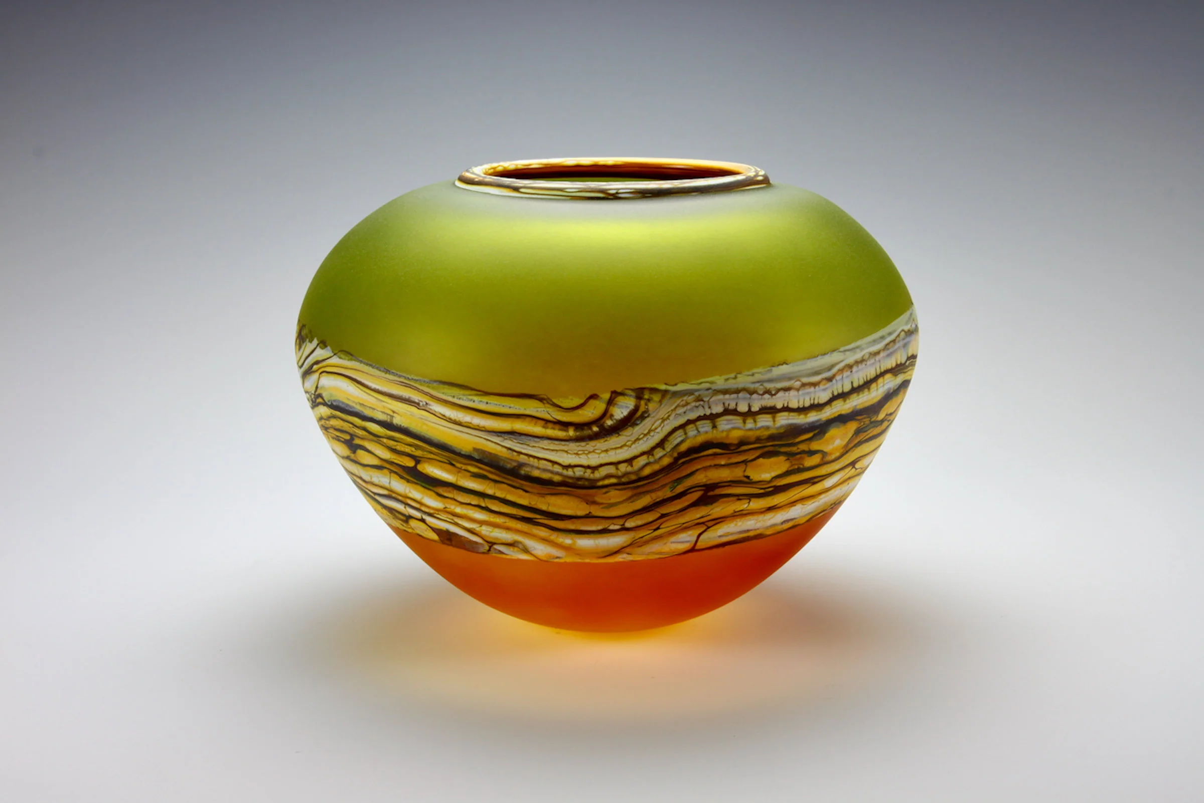 Satin Strata Sphere - Lime and Tangerine
