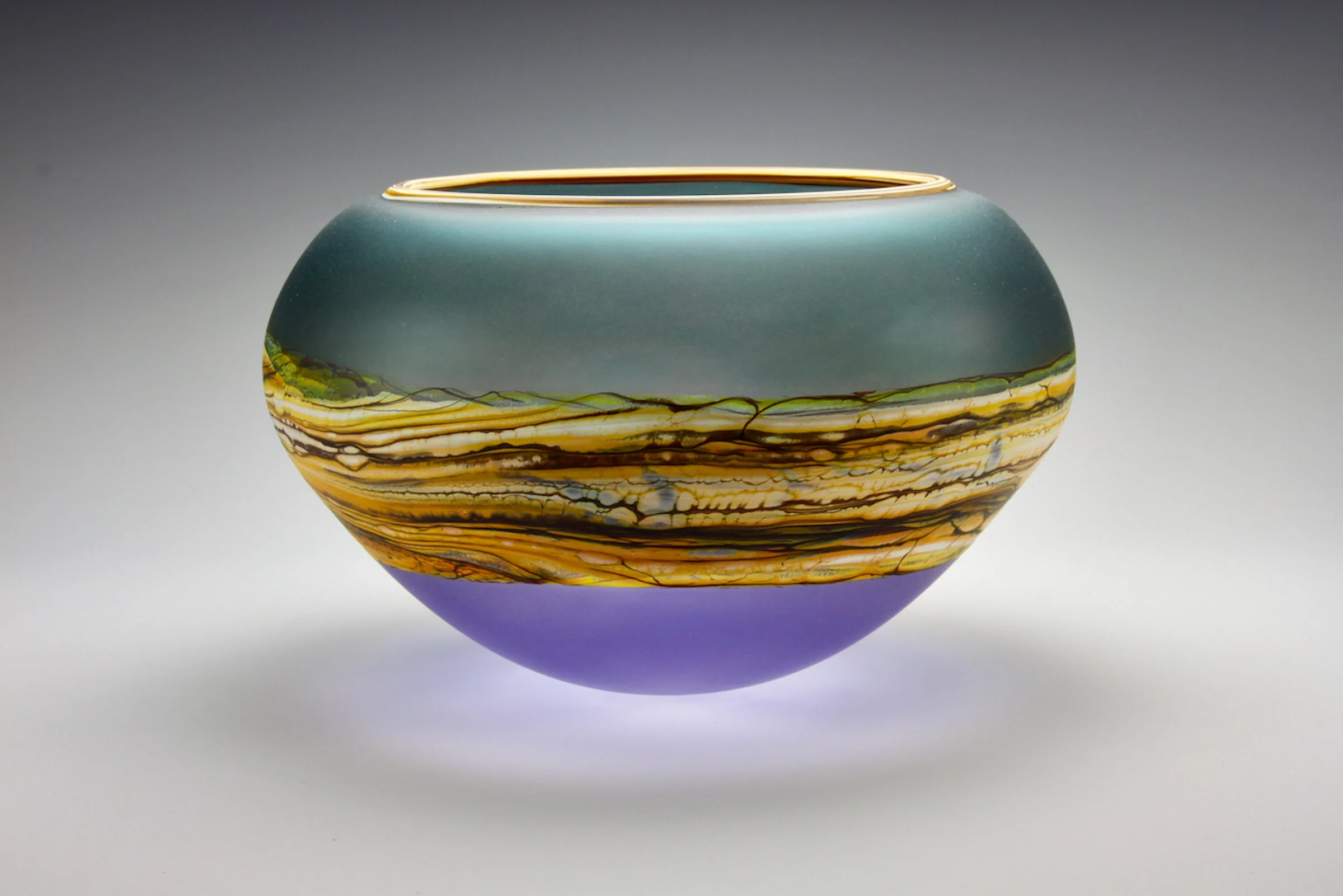 Satin Strata Sphere - Sage and Amethyst